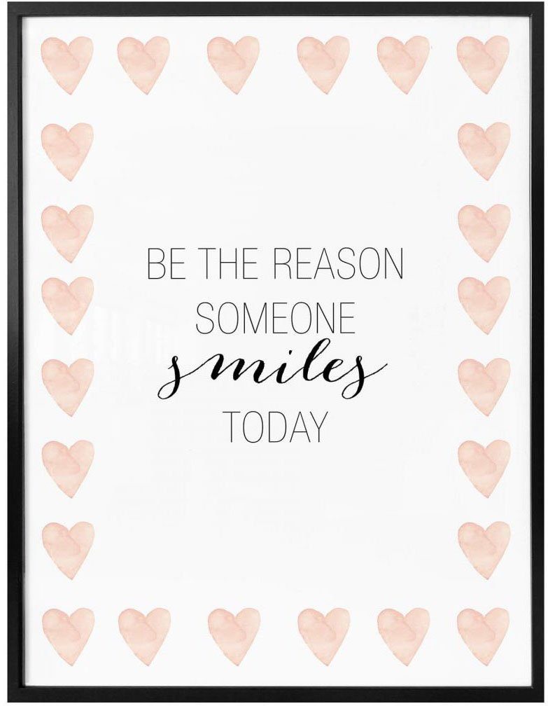 St), Poster, Poster (1 Lächeln, Schriftzug Wandbild, Bild, Wandposter Wall-Art Smiles