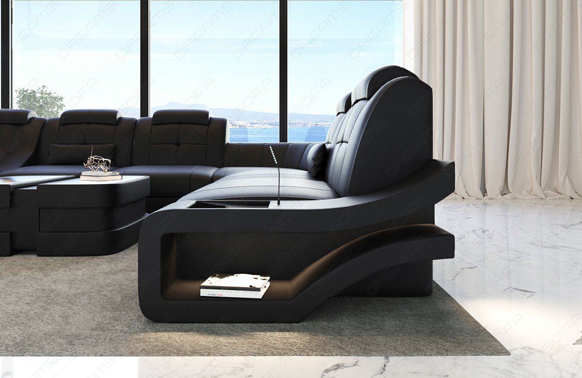 Sofa Dreams Wohnlandschaft Leder Sofa Couch, wahlweise Ledersofa Elegante Form Bettfunktion XXL mit