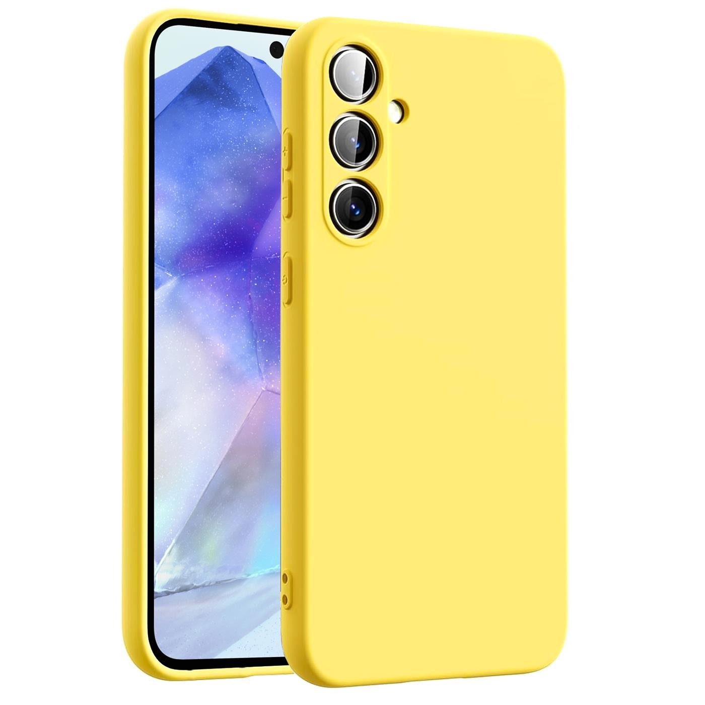 CoolGadget Handyhülle Silikon Case für das Samsung Galaxy A55 5G Slim TPU Cover 6,6 Zoll, Weiche Schutz Hülle mit Innen Fleece aus Stoff Handy Tasche