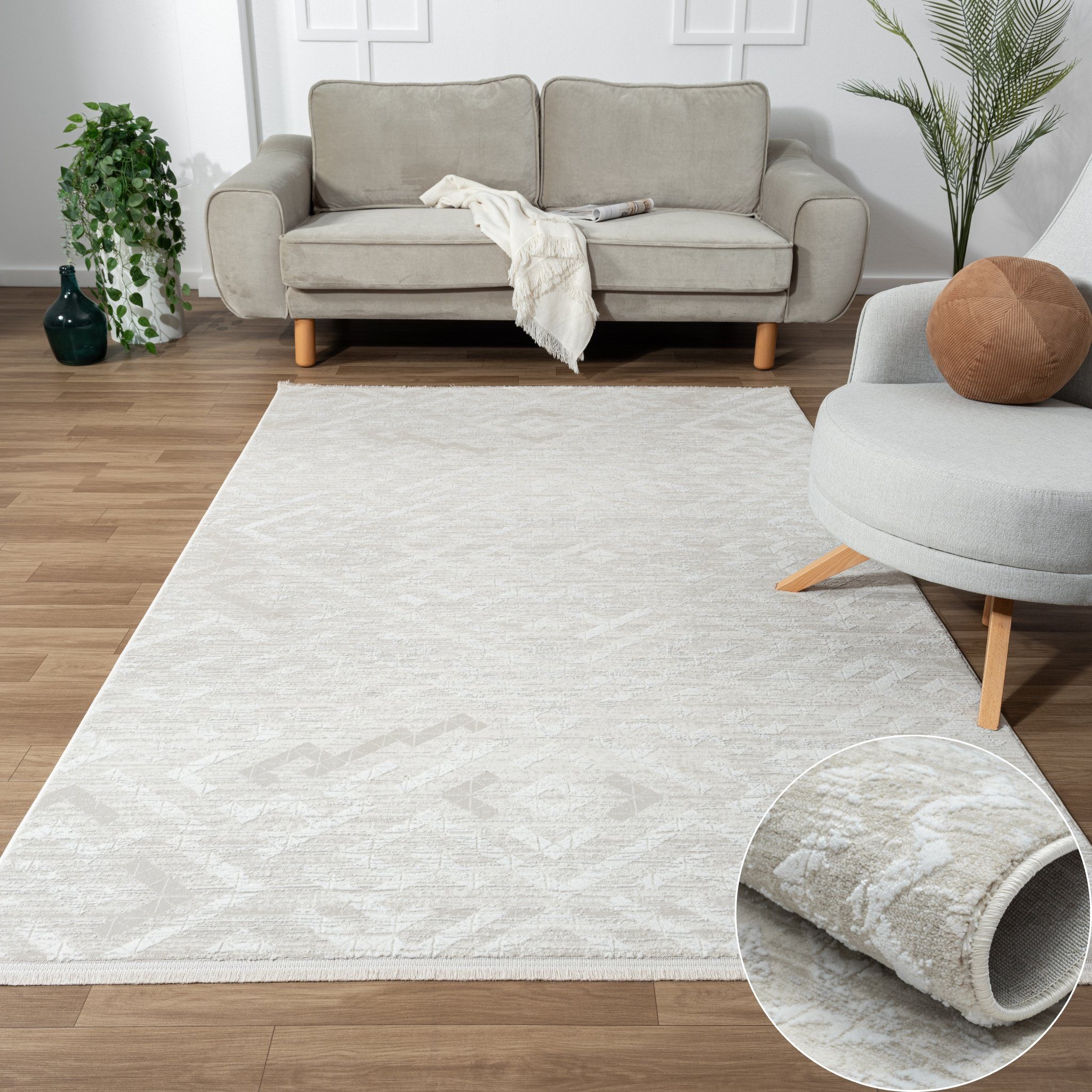 Teppich Elisa, Kurzflor-Teppich, Wohnando, rechteckig, Höhe: 12 mm, weich,  gemütlich, mit schönem Muster, flachgewebt