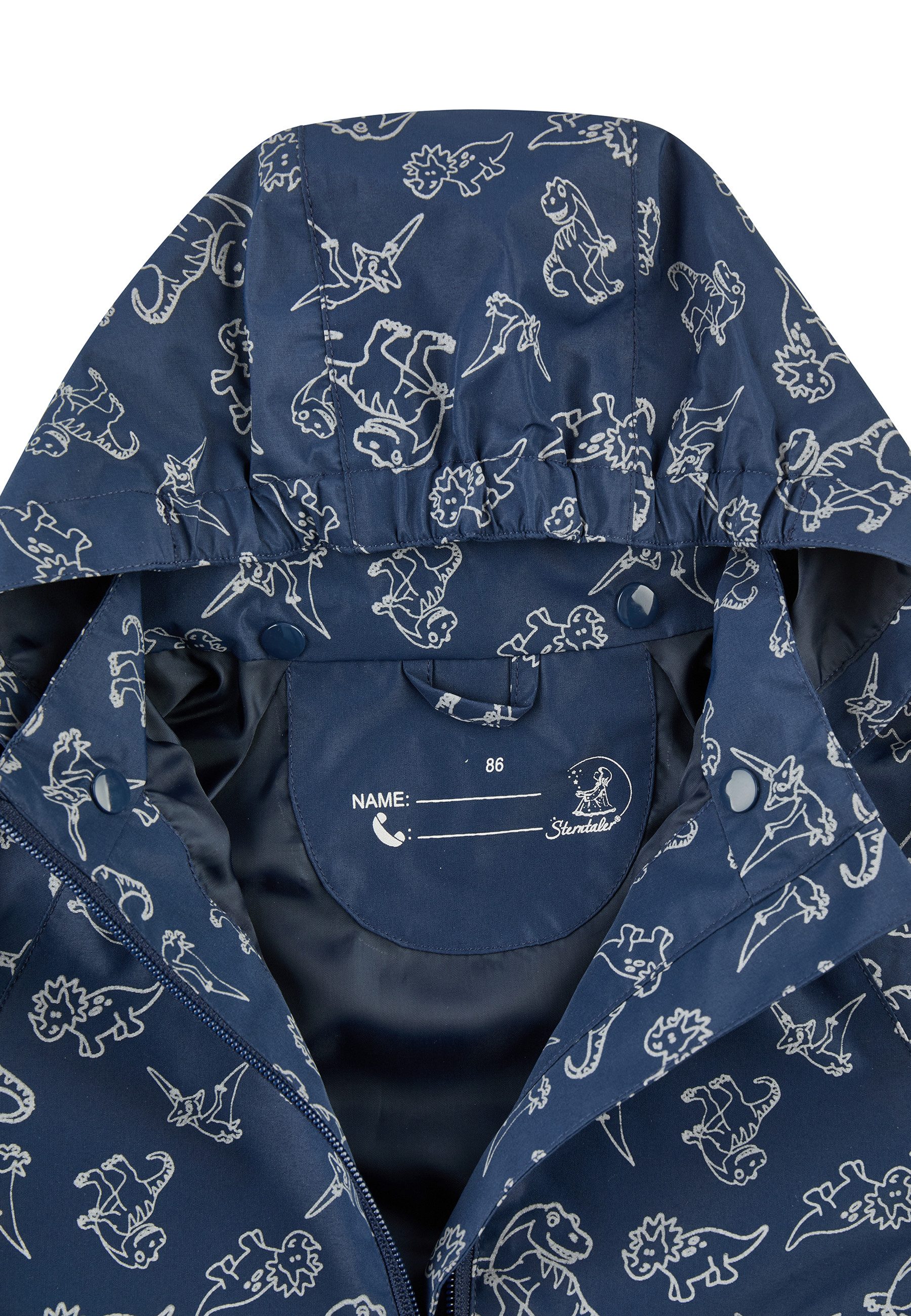 Sterntaler® Regenjacke Regenjacke gefüttert Dino (1-St) Gefütterte Regenjacke mit Kapuze und Reflexdruck
