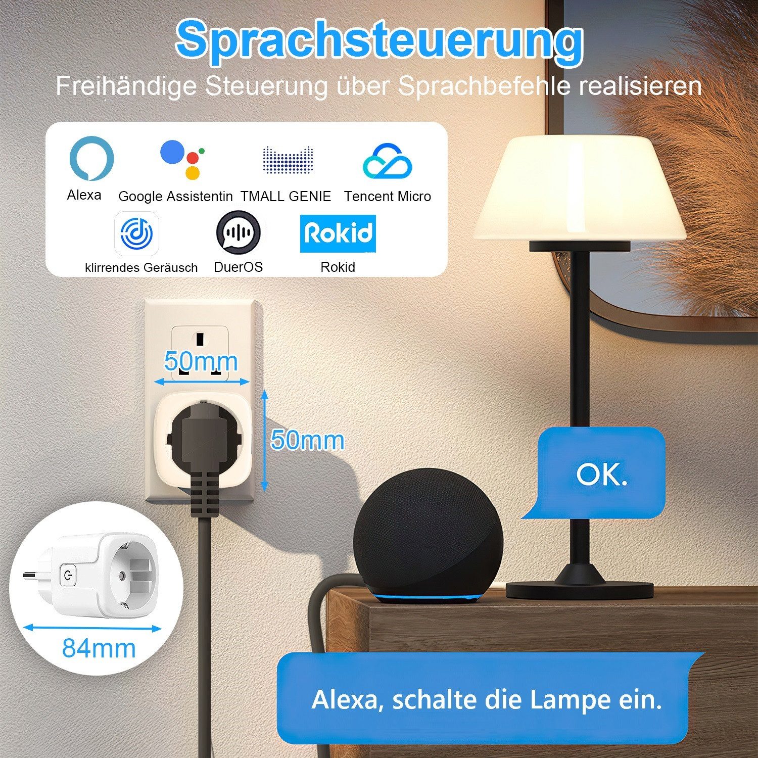 DOPWii 4-Pack 16A Smart Plug with App Control, WiFi Smart Plug, 4-Pack, 4-Piece, 4-Pack EU 16A, Compatible with European Sockets, 16A WiFi Smart Plug with Timer, Alexa & Google Home Compatible