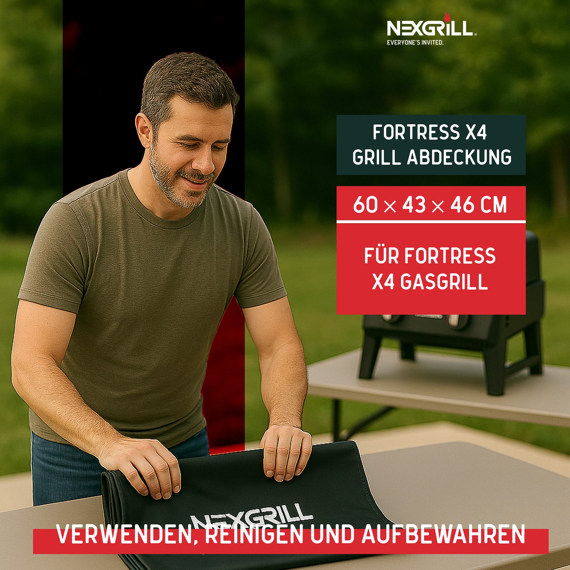 nexgrill Grillabdeckhaube Fortress X4 Gasgrill Grillabdeckhaube 60 cm, Schutzhülle für Fortress x4, schwarz, Grillabdeckung wetterfest