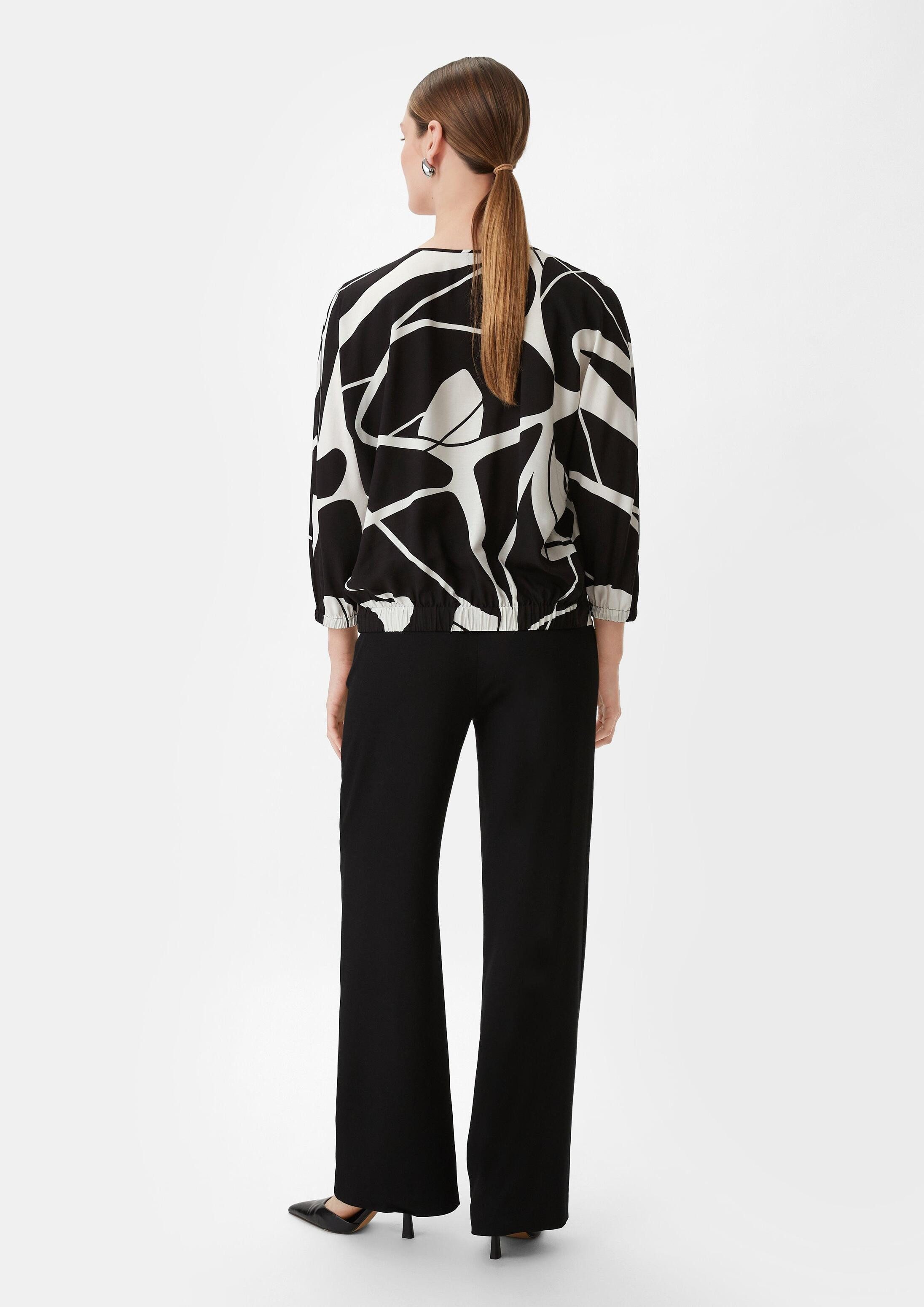 comma Langarmbluse Bluse Bluse mit All-over-Print