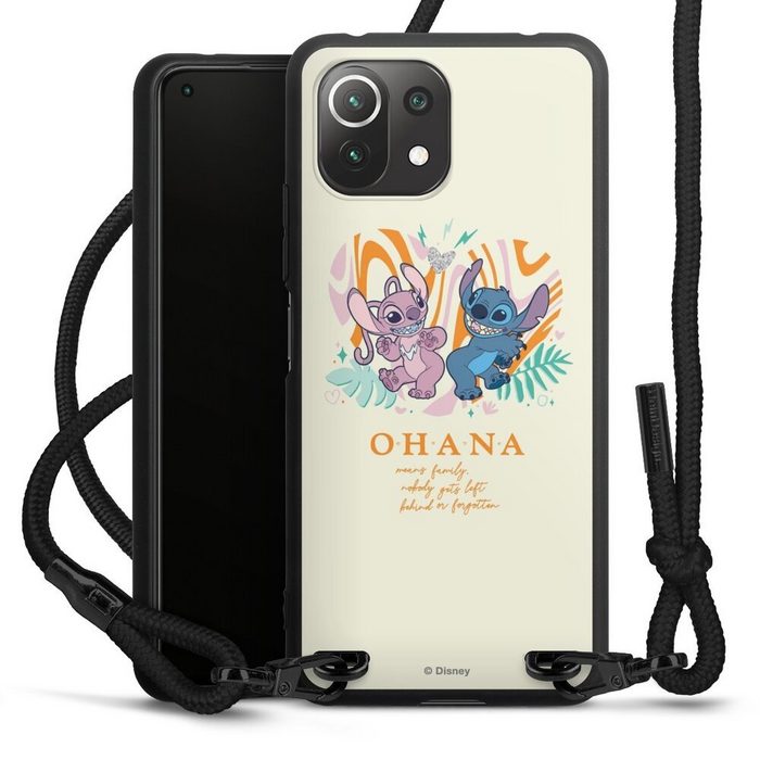 DeinDesign Handyhülle Lilo & Stitch Offizielles Lizenzprodukt Disney Stitch and Angel Xiaomi Mi 11 Lite 5G Premium Handykette Hülle mit Band Cover mit Kette