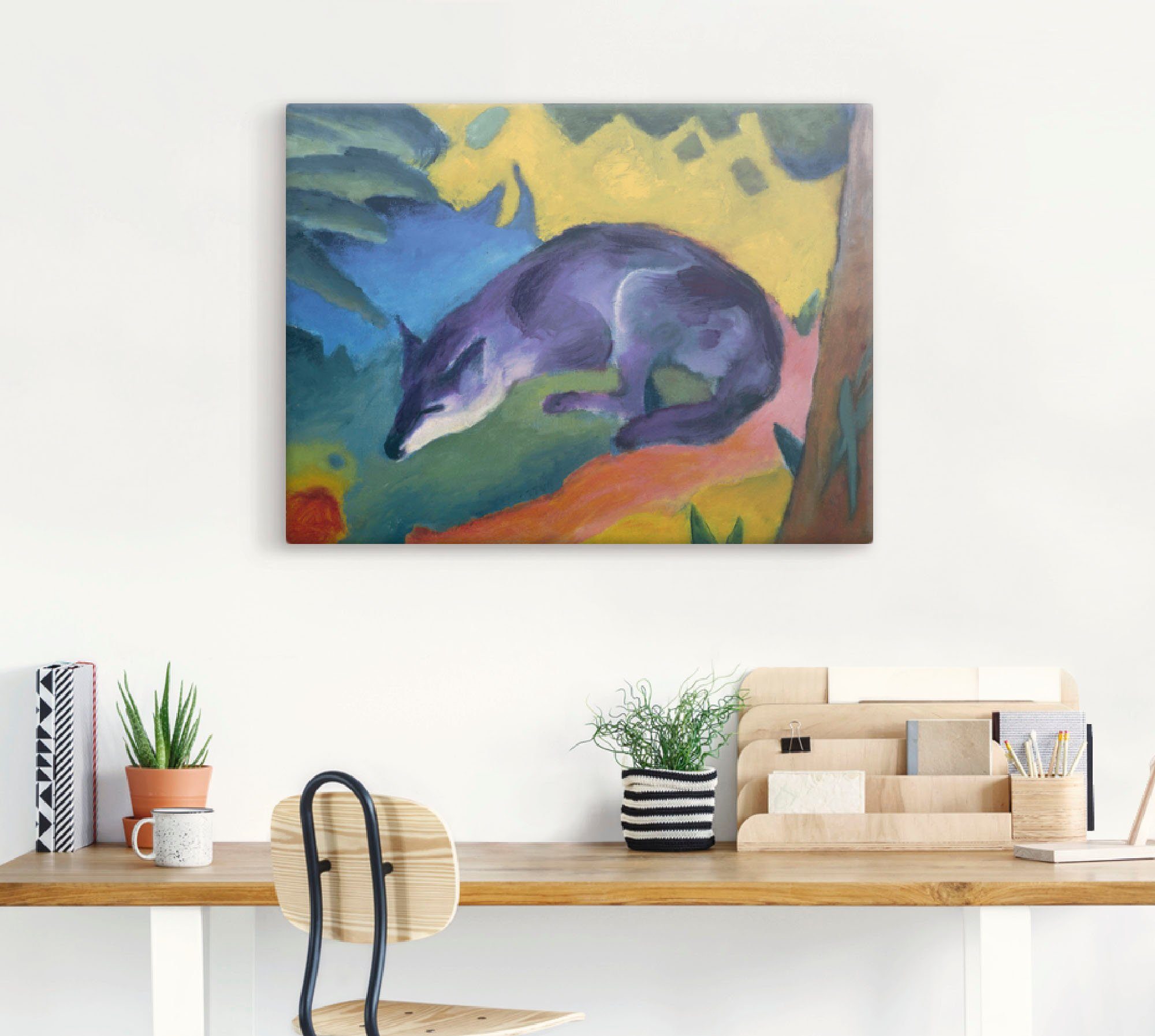 Artland Leinwandbild Blauschwarzer Fuchs. 1911., Wildtiere (1 St), auf Holzrahmen gespannt
