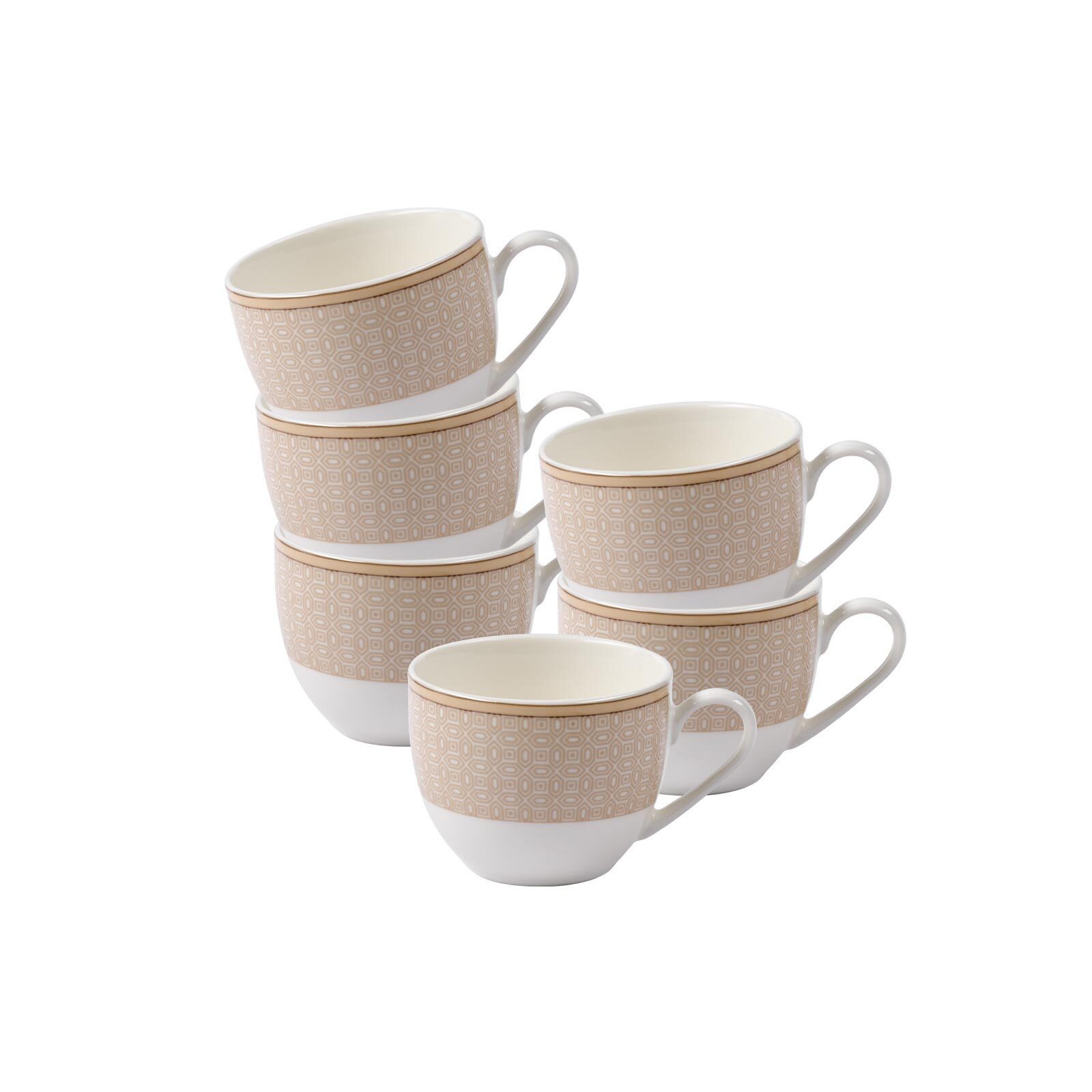Ritzenhoff & Breker Espressotasse Geo Espressotassen 90 ml 6er Set, 6-tlg., Porzellan