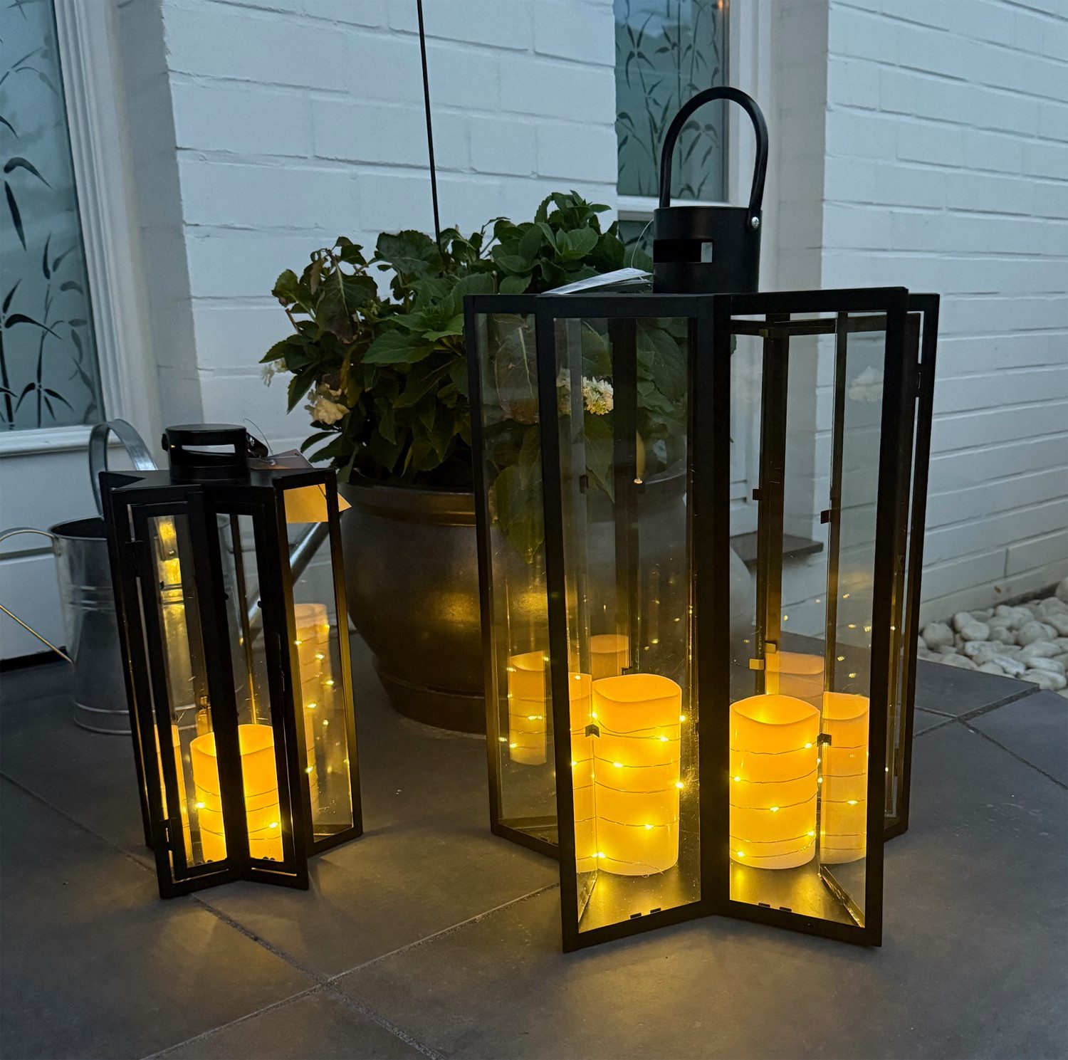 Mojawo Laterne 2tlg Laternen Set Gartenlaterne Windlicht Sternform XXL Form günstig online kaufen