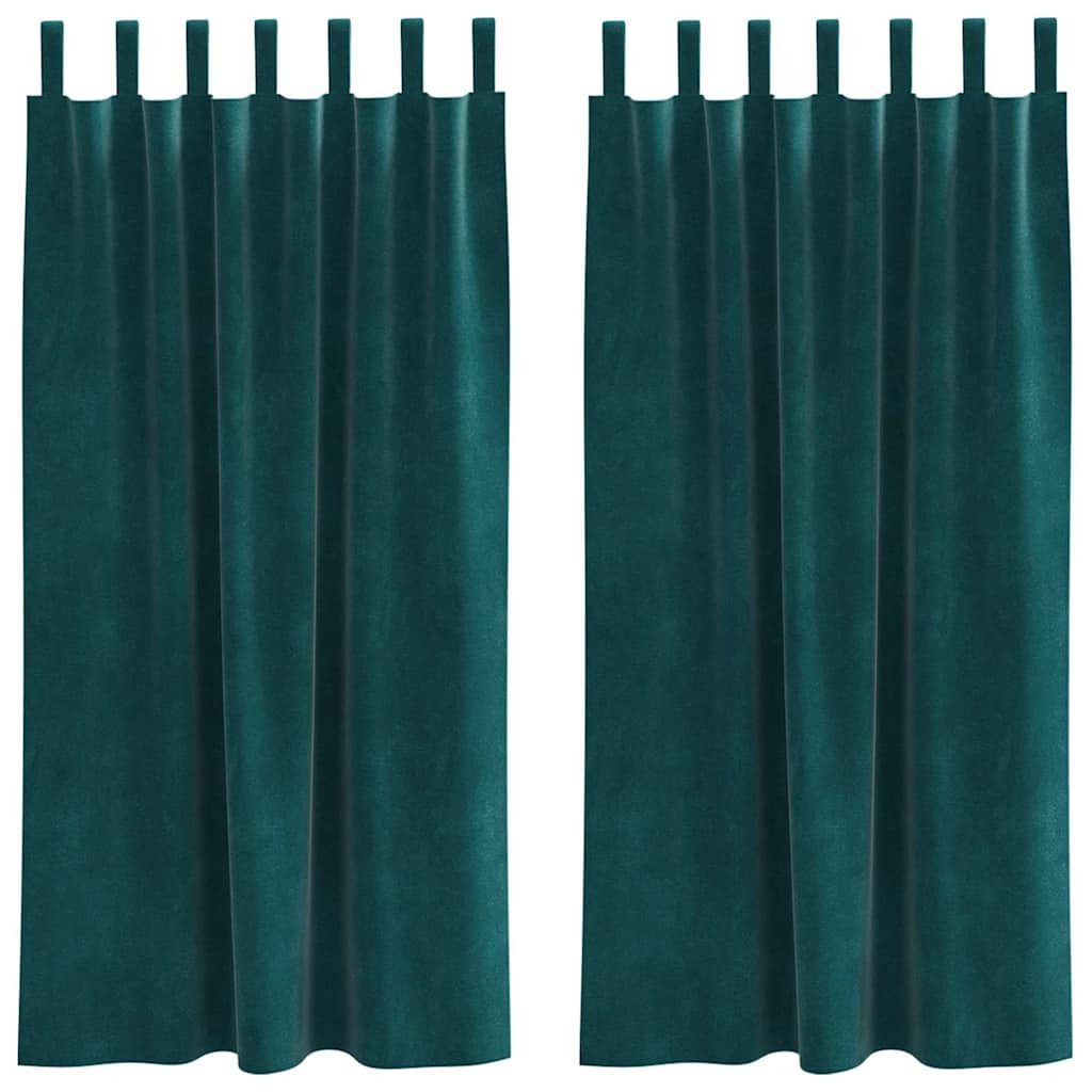 vidaXL Vorhang Verdunkelungsvorhänge 2 pcs Dunkelgrün 140 x 175 cm Samt (2 St), Samt