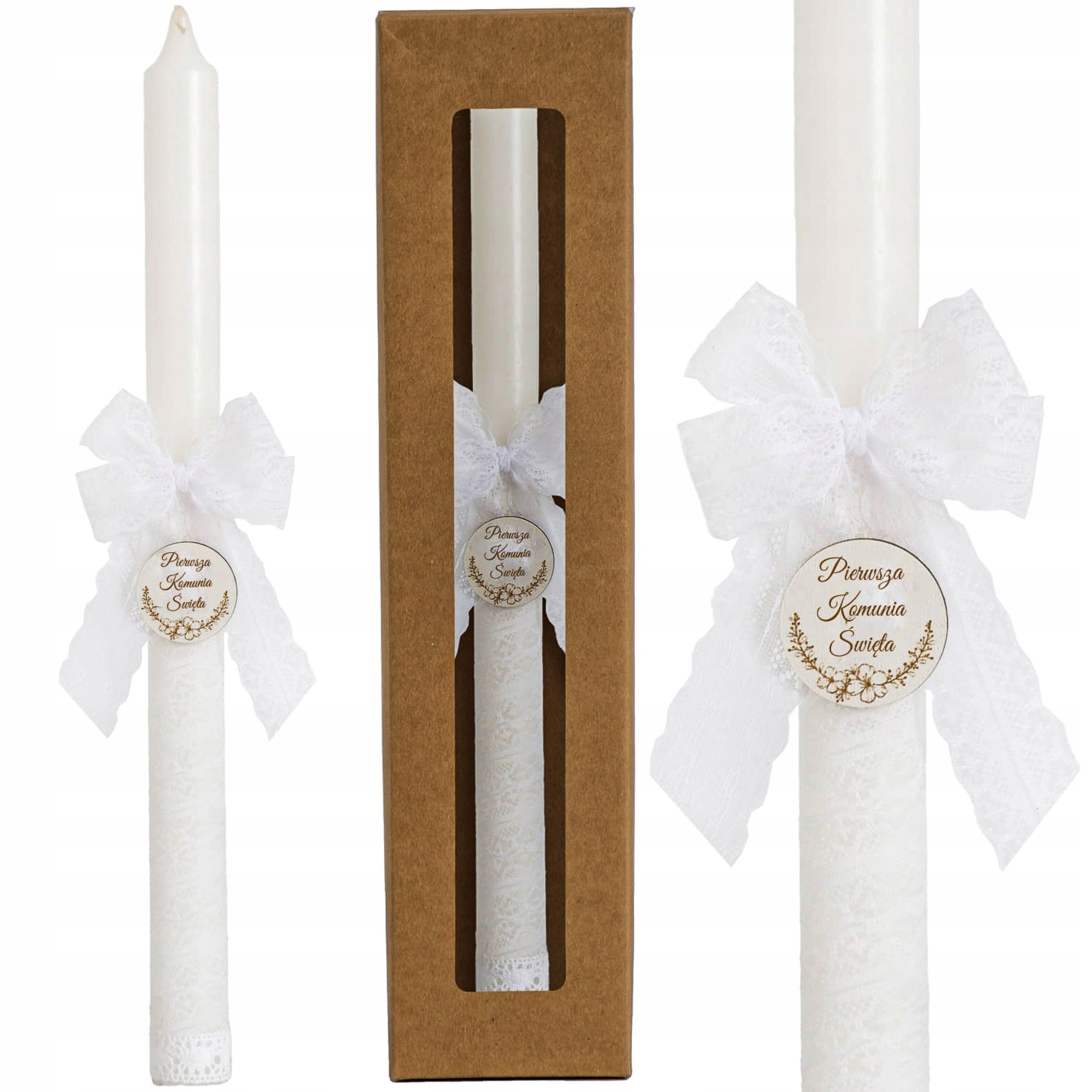 Sacramenta Kommunionskarte Boho Kommunionskerze Handgefertigt – für Mädchen & Jungen – 40x3cm