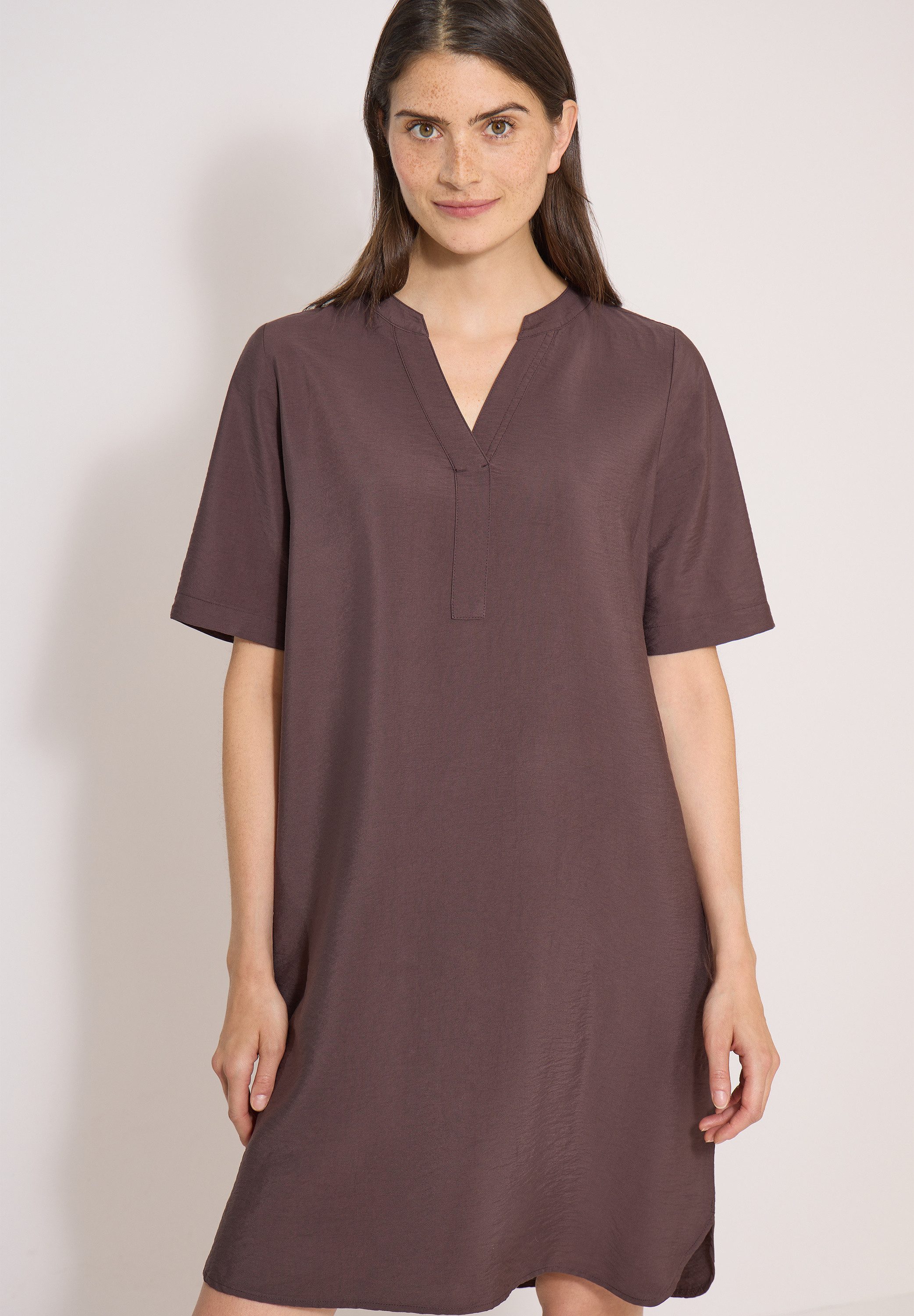 CECIL Sommerkleid Viskosemix, Split Neck, knieumspielend