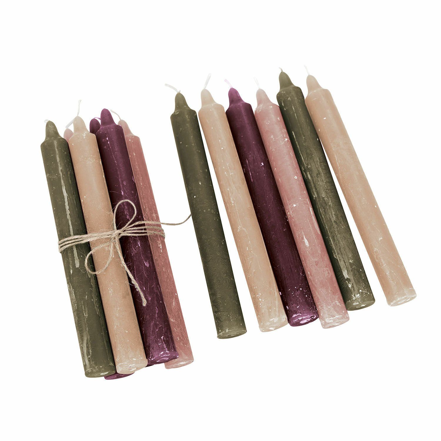 Mirabeau Stumpenkerze Kerze 12er Set Bauceau bunt (12er Set, 12er Set), none