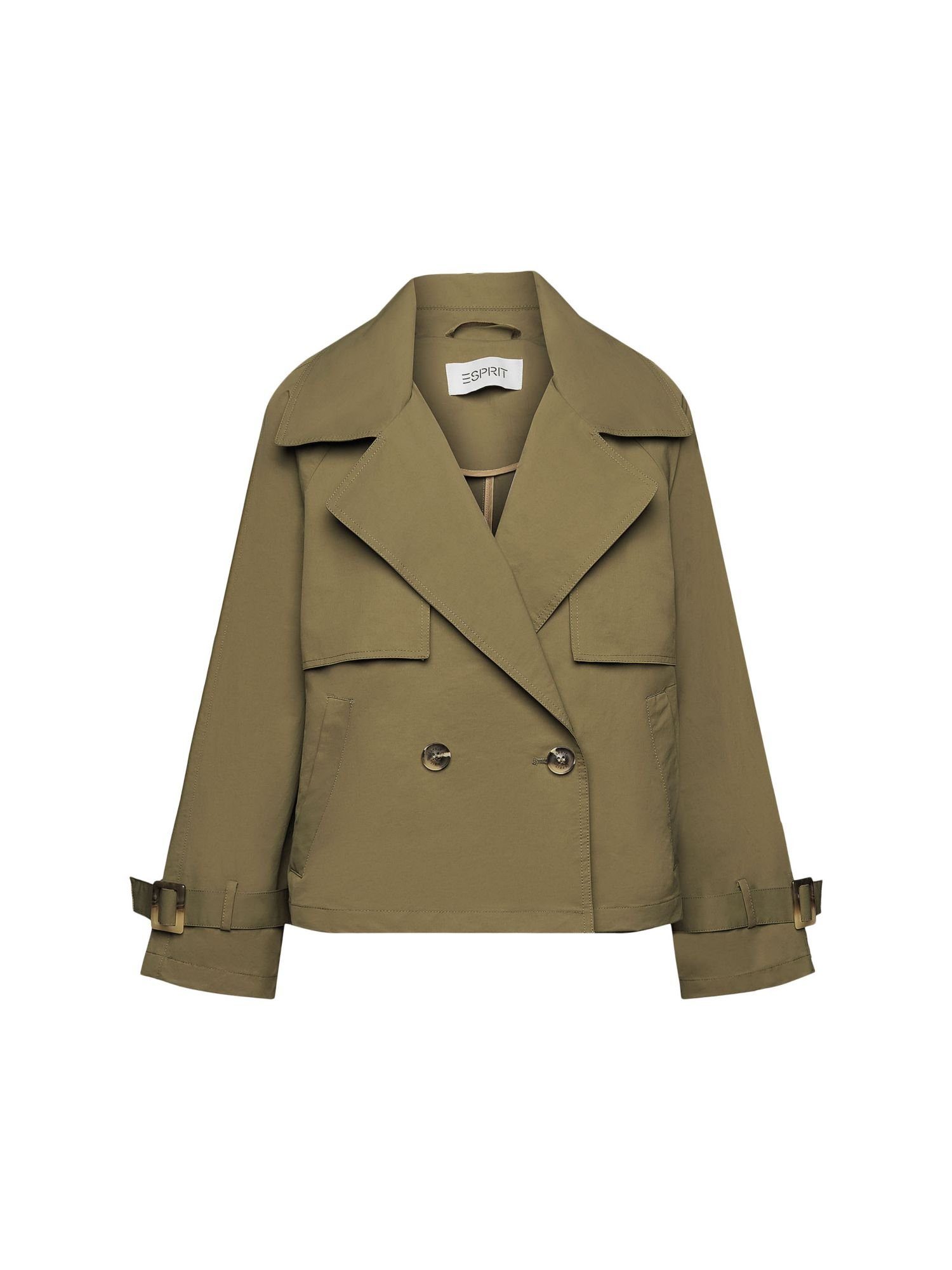 Esprit Kurzmantel Kurzer zweireihiger Trenchcoat KHAKI GREEN