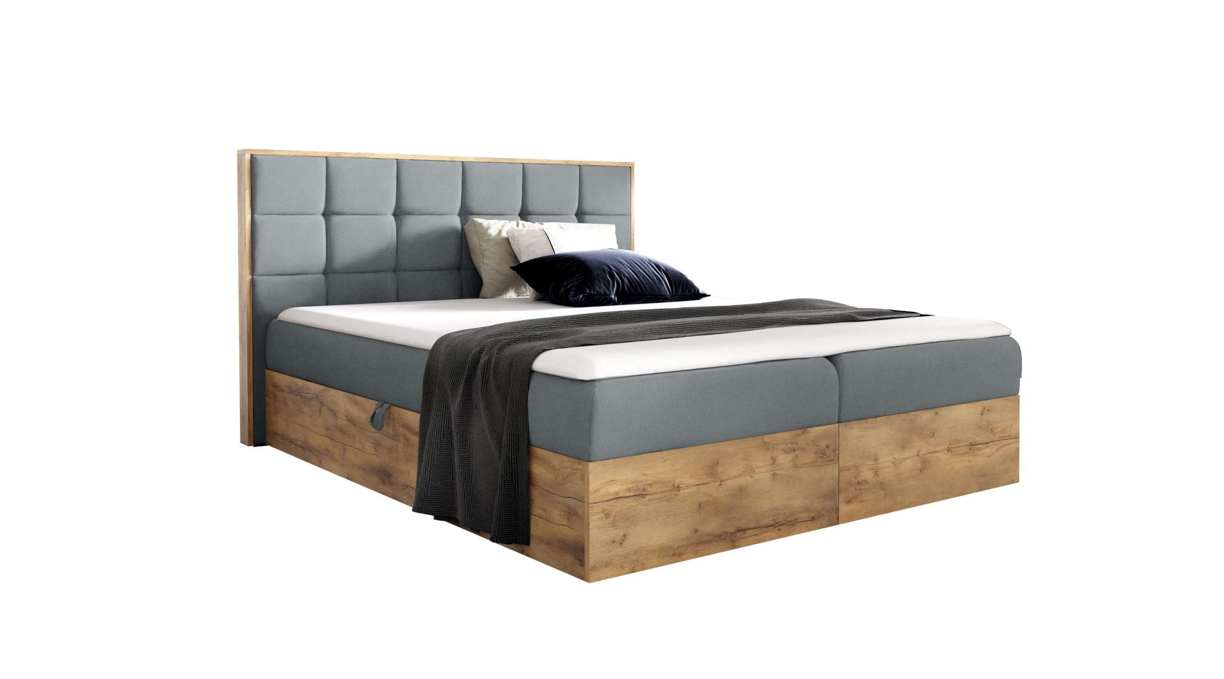 99rooms Boxspringbett Florida (Schlafzimmerbett, Bett), 120/140/160/180/200x200, Bonellfederkern Matratze, Topper, Bettkasten
