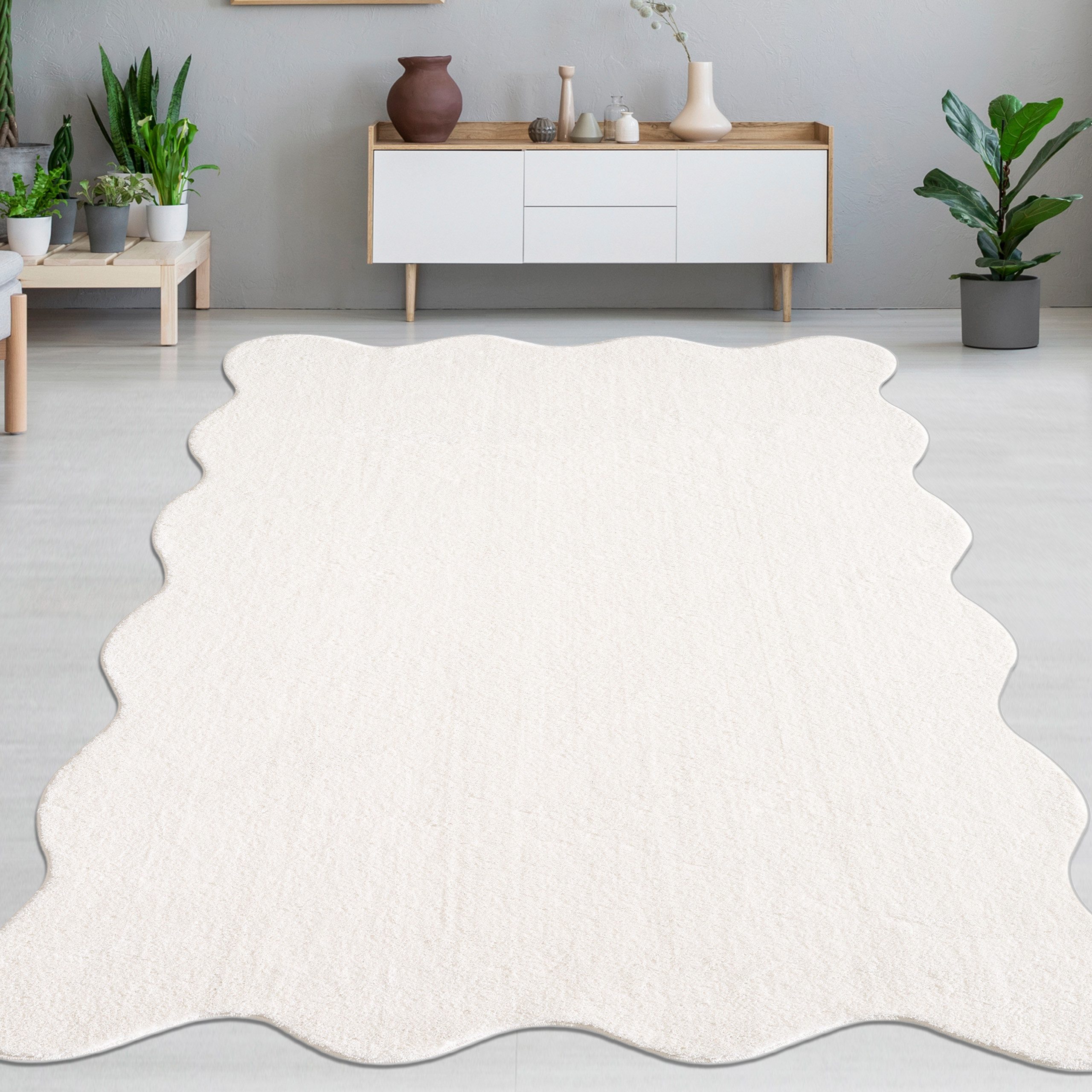 Carpetia Teppich Design Teppich creme moderne Wellenform, rechteckig, Höhe: 19 mm