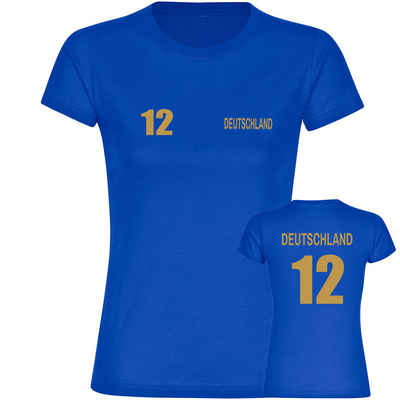 multifanshop T-Shirt Damen Deutschland - Trikot 12 Gold - Frauen