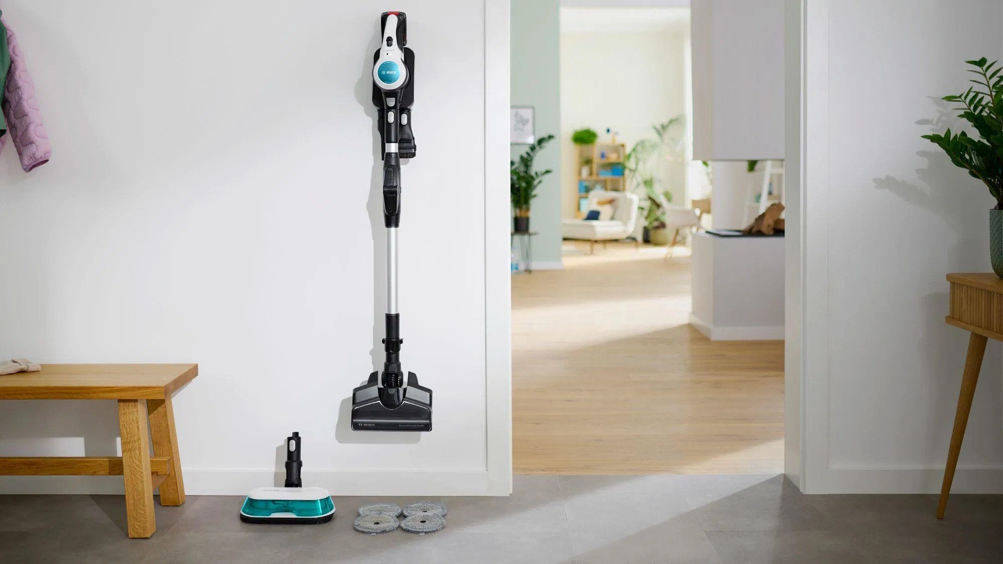 BOSCH Akku-Stielstaubsauger Unlimited 7 ProHygienic Aqua Akku Wisch Sauger, Beutellos, Wischen & Saugen