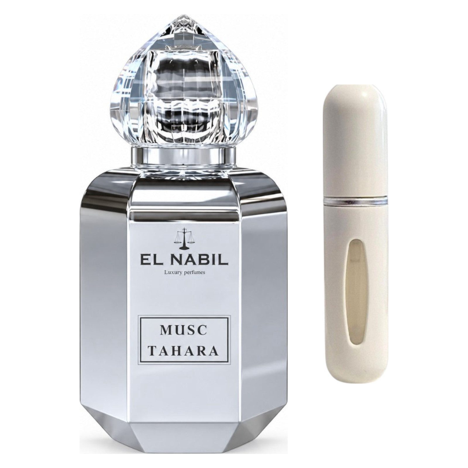 El Nabil Duft-Set Musc Tahara EDP – Blumig Frisch + Parfümzerstäuber (leer)