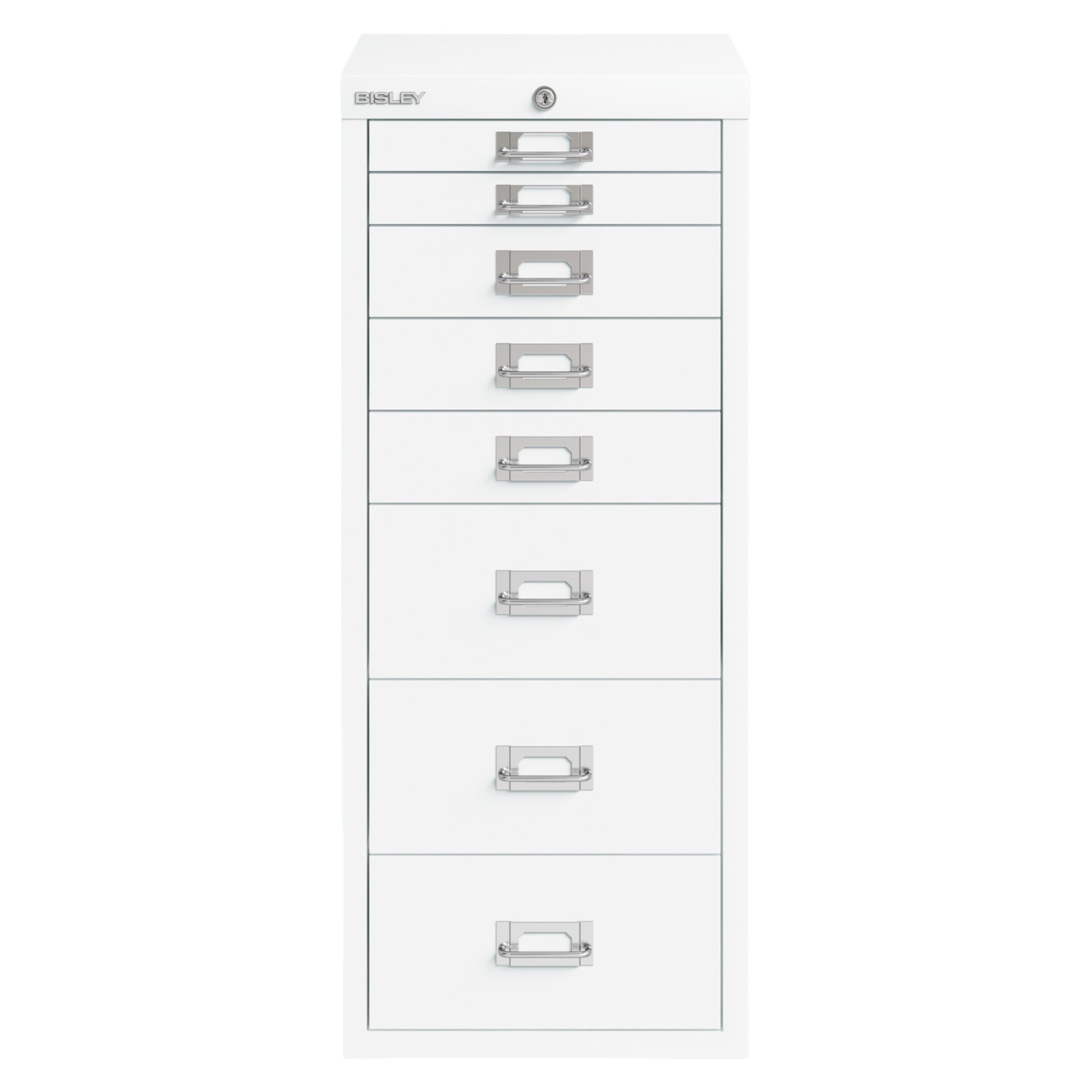 Bisley Aktenschrank Schubladenschrank Eco mit Schloss in Verkehrsweiß - Maße: H 59 x B 28 x T 41 cm