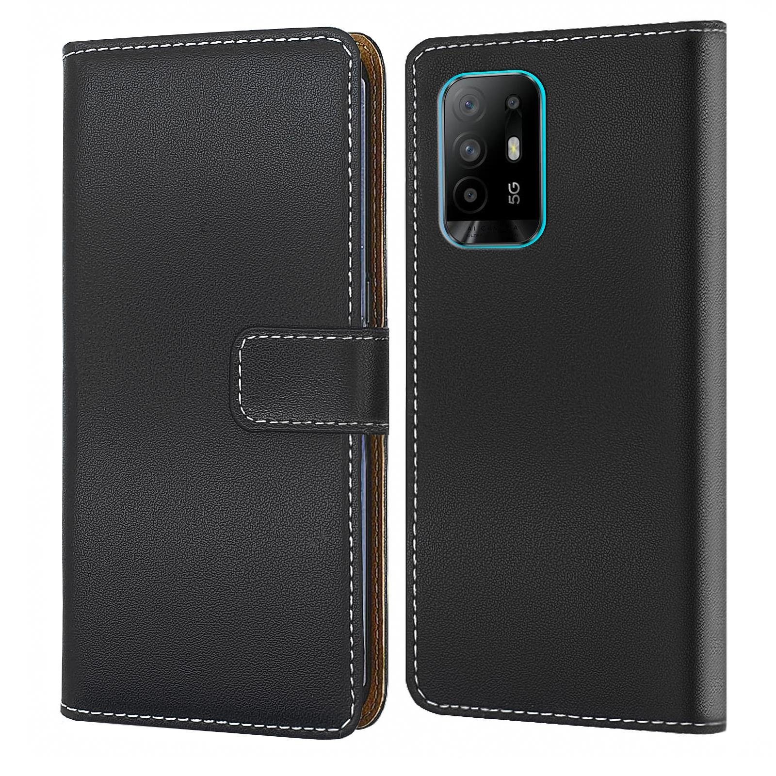 Numerva Handyhülle Bookstyle Etui Handytasche für OPPO A94 5G, Schutzhülle Klapphülle Flip Cover Schwarz