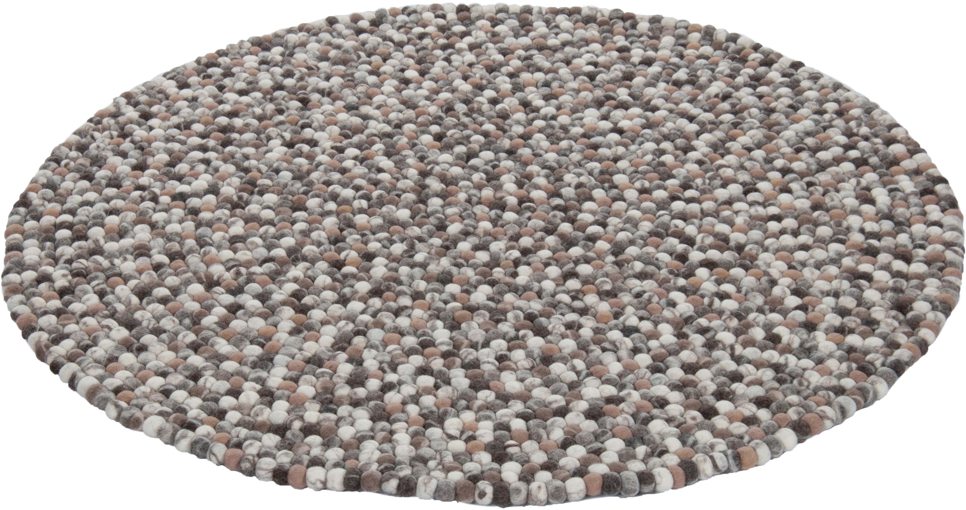 THEKO Wollteppich »Felty 2.2«, rund, 22 mm Höhe, Filzkugel-Teppich, reine W günstig online kaufen