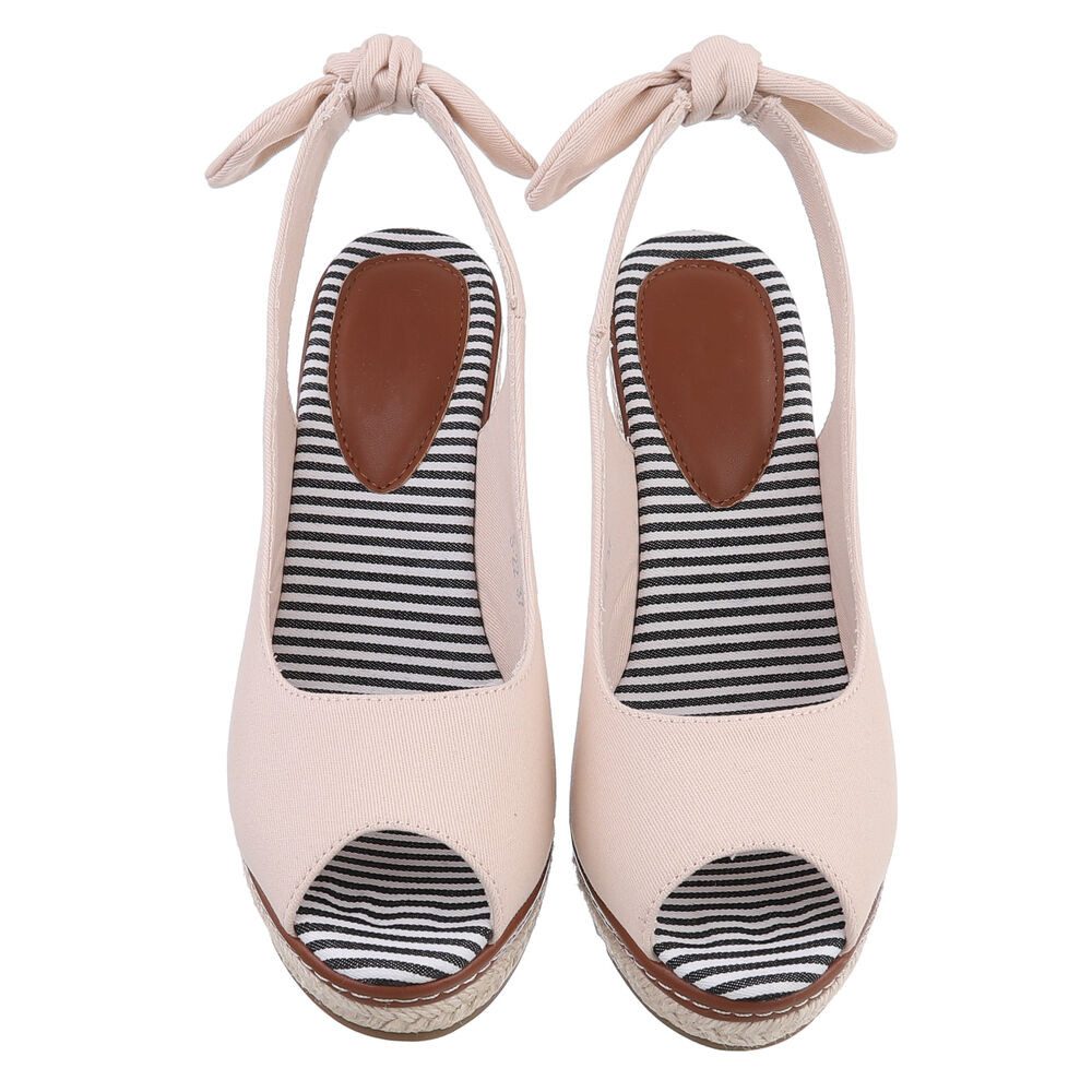 Ital-Design Stylische Wedges mit Komfort und Stil Peeptoepumps (89322683) Keilabsatz/Wedge Keilsandaletten in Beige