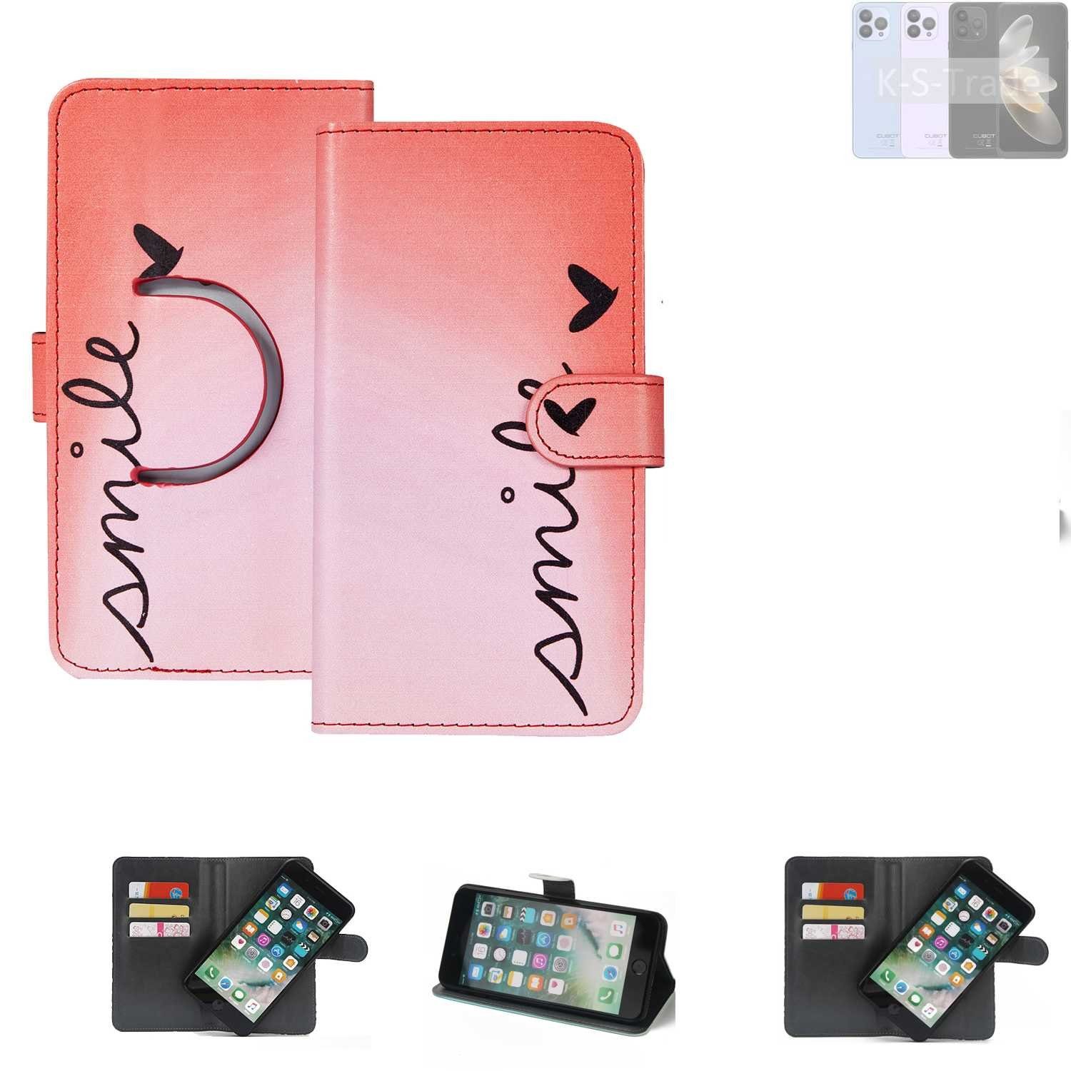 K-S-Trade Handyhülle für Cubot P80, Schutzhülle Handyhülle Hülle cover bookstyle Etui ''smile'' rot