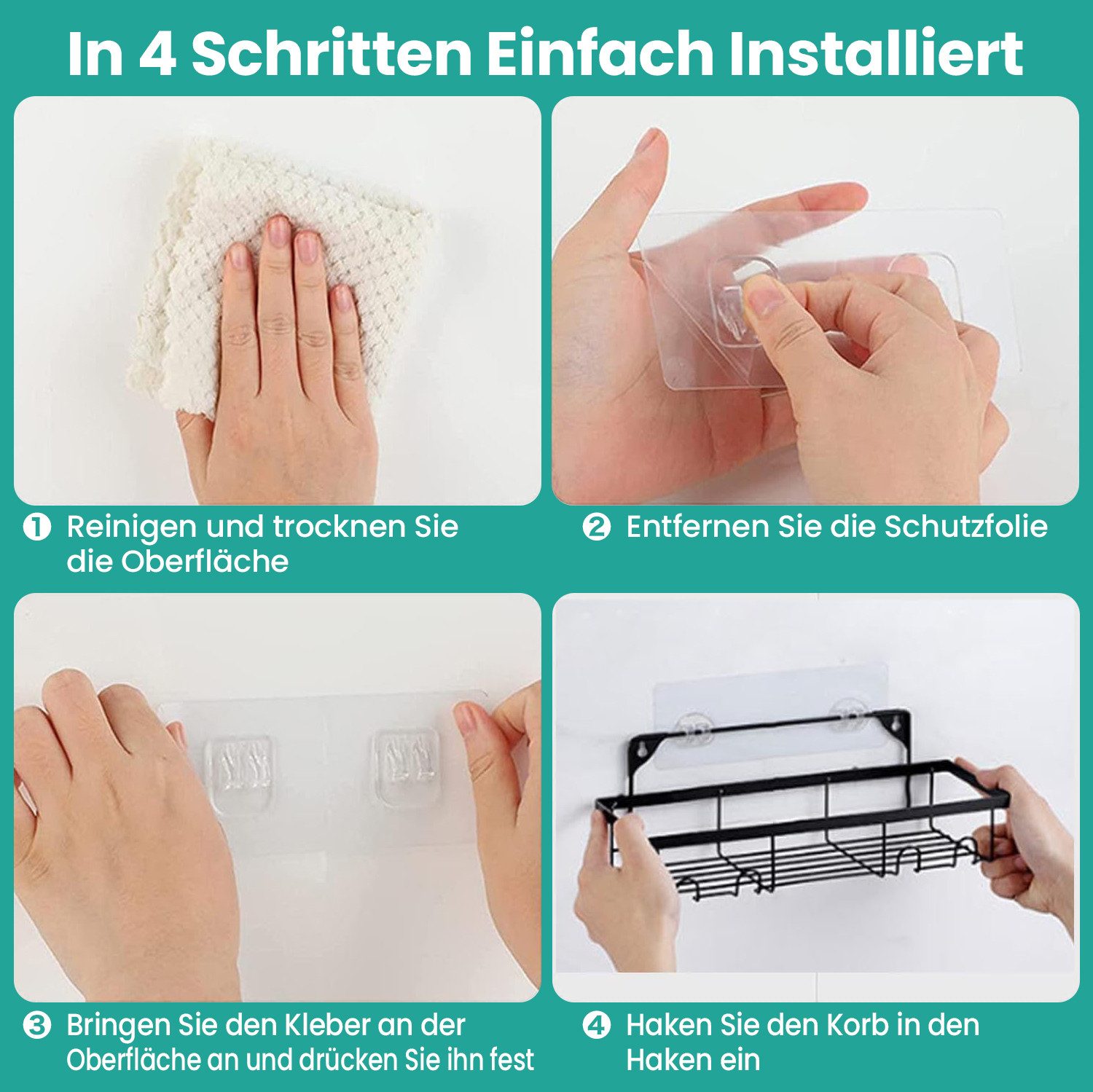 ANYSUN Duschablage Duschregal Ohne Bohren Badezimmer Organizer, Set 3-tlg., Badezimmerregal Duschkorb für Bäder Küchen – Bild 5 von 5