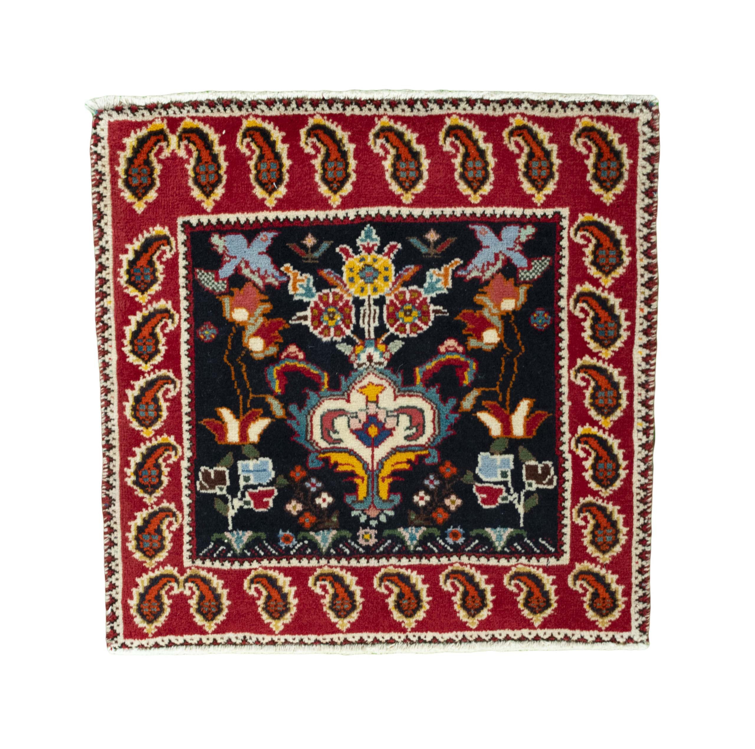 CABBEL Orientteppich 61x61 cm Perser Shiraz Blau Schurwolle Handgeknüpft Nomaden Unikat, quadratisch, Höhe: 8 mm, 100% Schurwolle – weich, pflegeleicht, solide Knüpfdichte