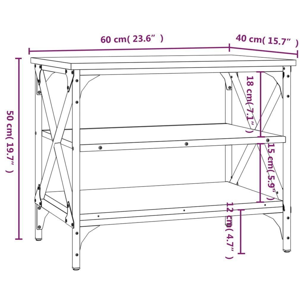 Räuchereiche cm Beistelltisch Holzwerkstoff (1-St) TV-Schrank furnicato 60x40x50