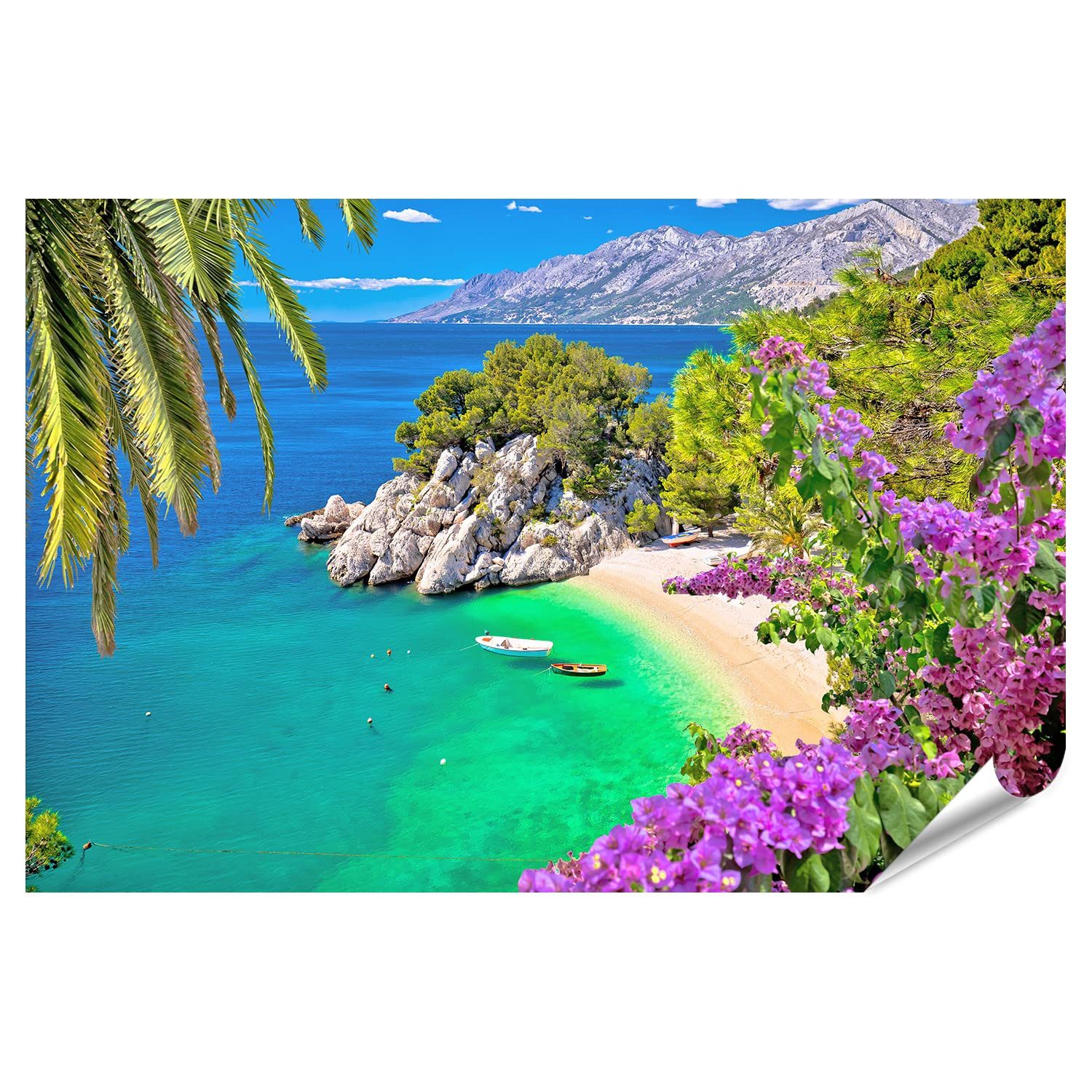 islandburner Poster Idyllischer Strand Punta Rata Brela Luftaufnahme Makarska Riviera
