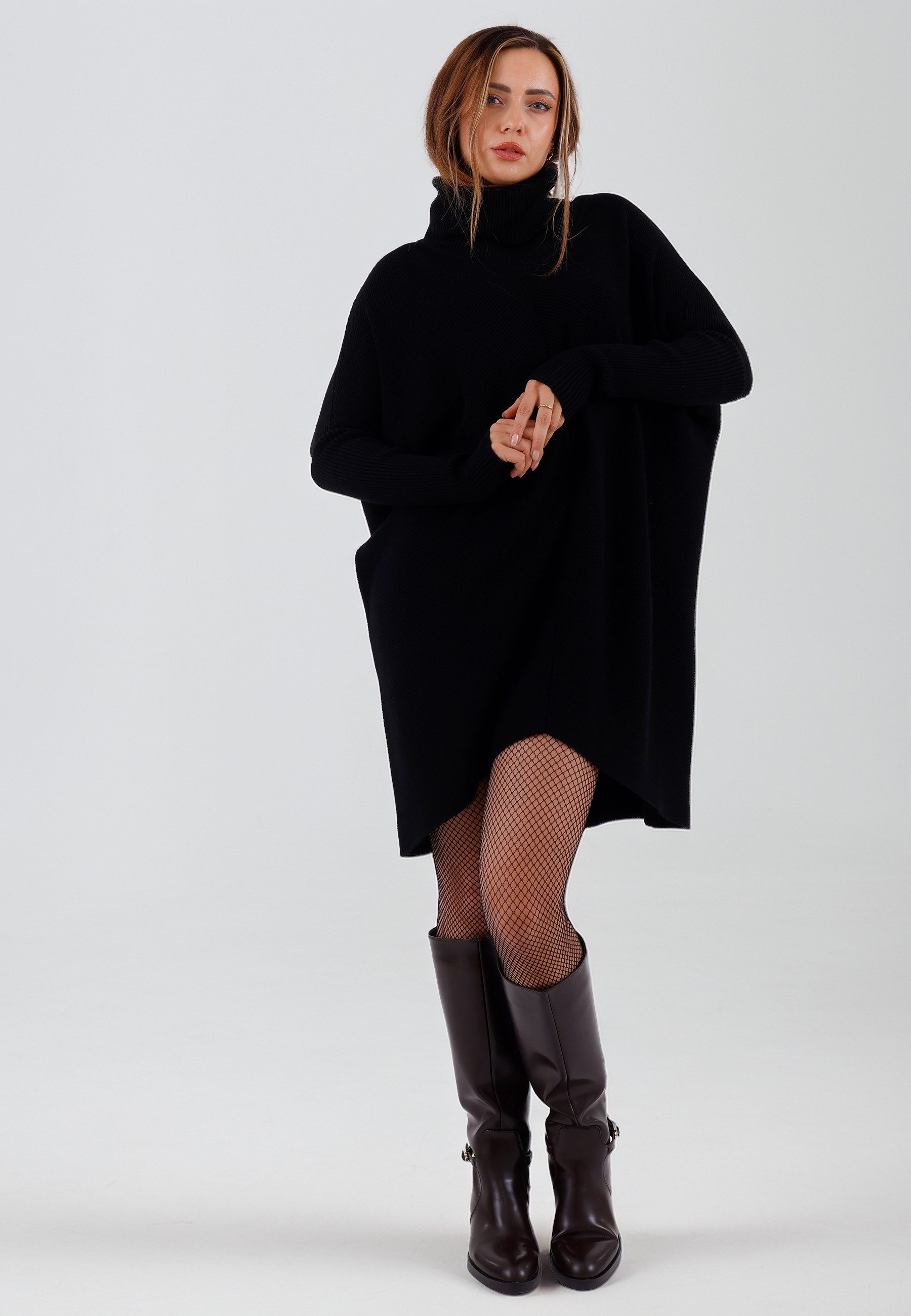 YC Fashion & Style Longpullover „Made in Italy – Oversize-Strickpullover mit Rollkragen“ (1-tlg) in Unifarbe, mit überschnittenen Schultern