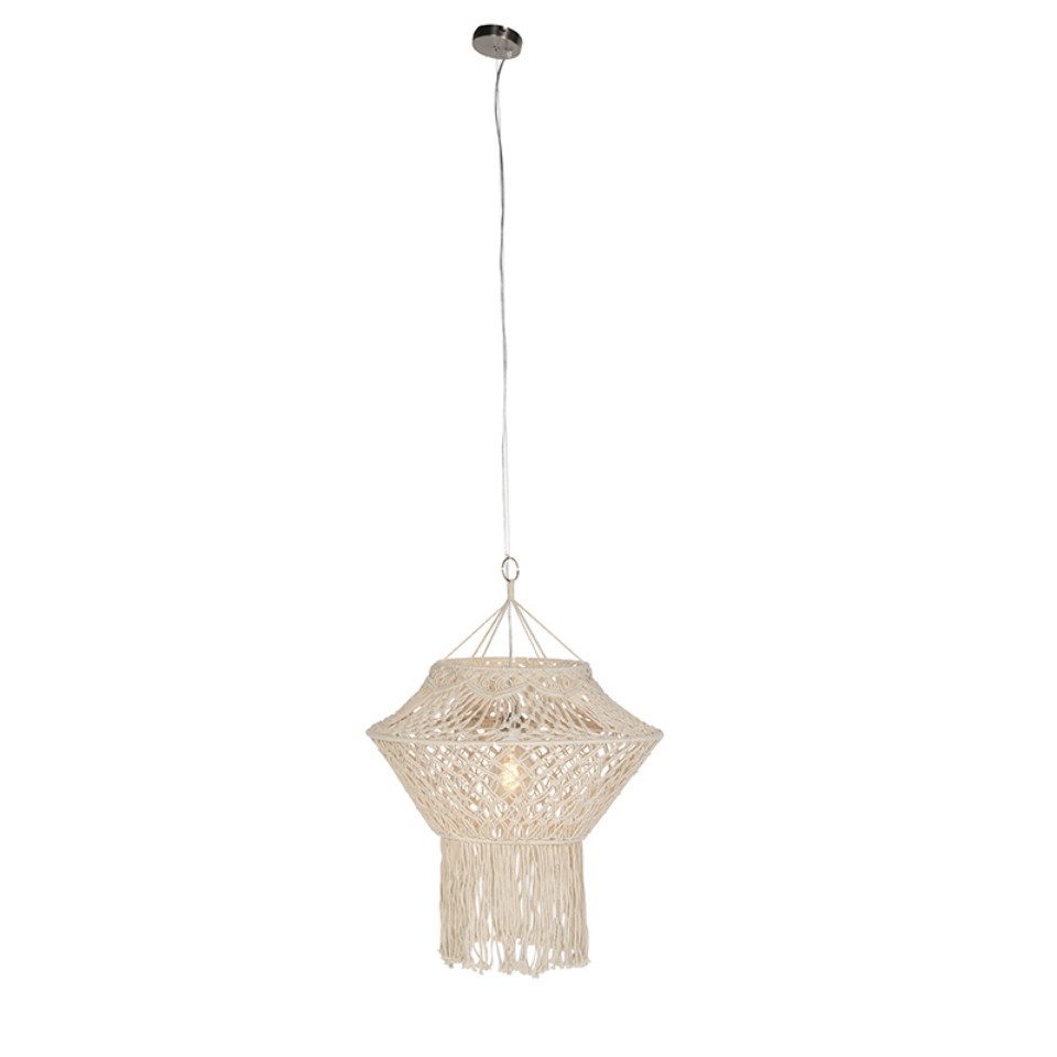 Qazqa Pendelleuchte String hl, ohne Leuchtmittel, Warmweiß, QAZQA Hängeleuchte, e27, Beige, Seil, Landhaus