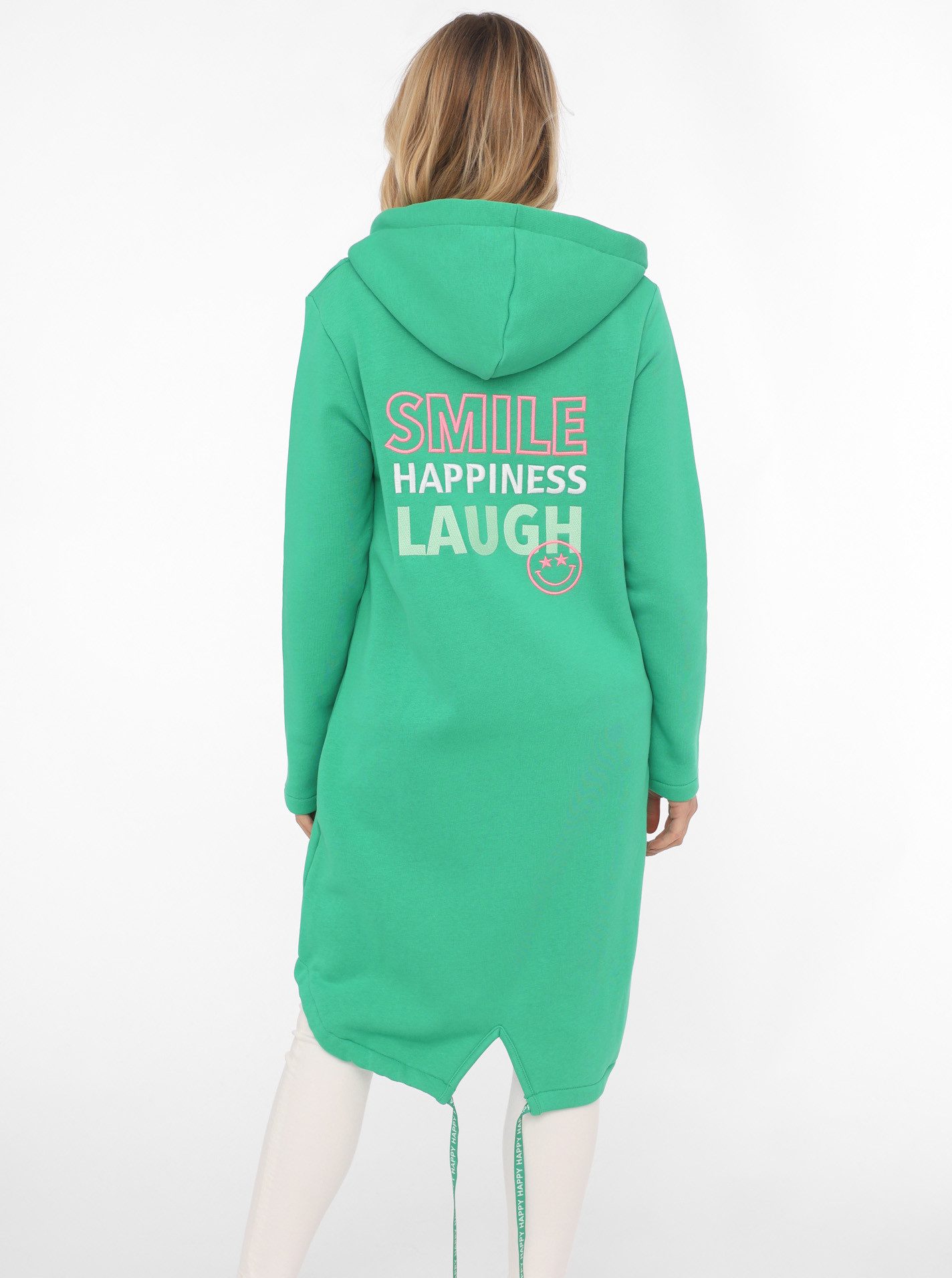 Zwillingsherz Jerseymantel "Smile Happiness Laugh" mit positiver Botschaft, günstig online kaufen