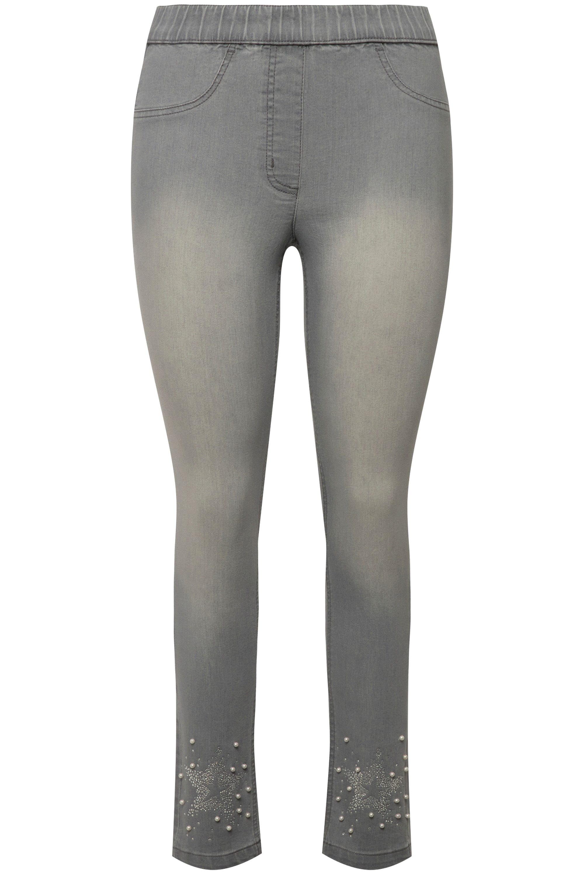 MIAMODA Funktionshose 7/8-Jeggings Slim Fit Stern und Perlen am Saum