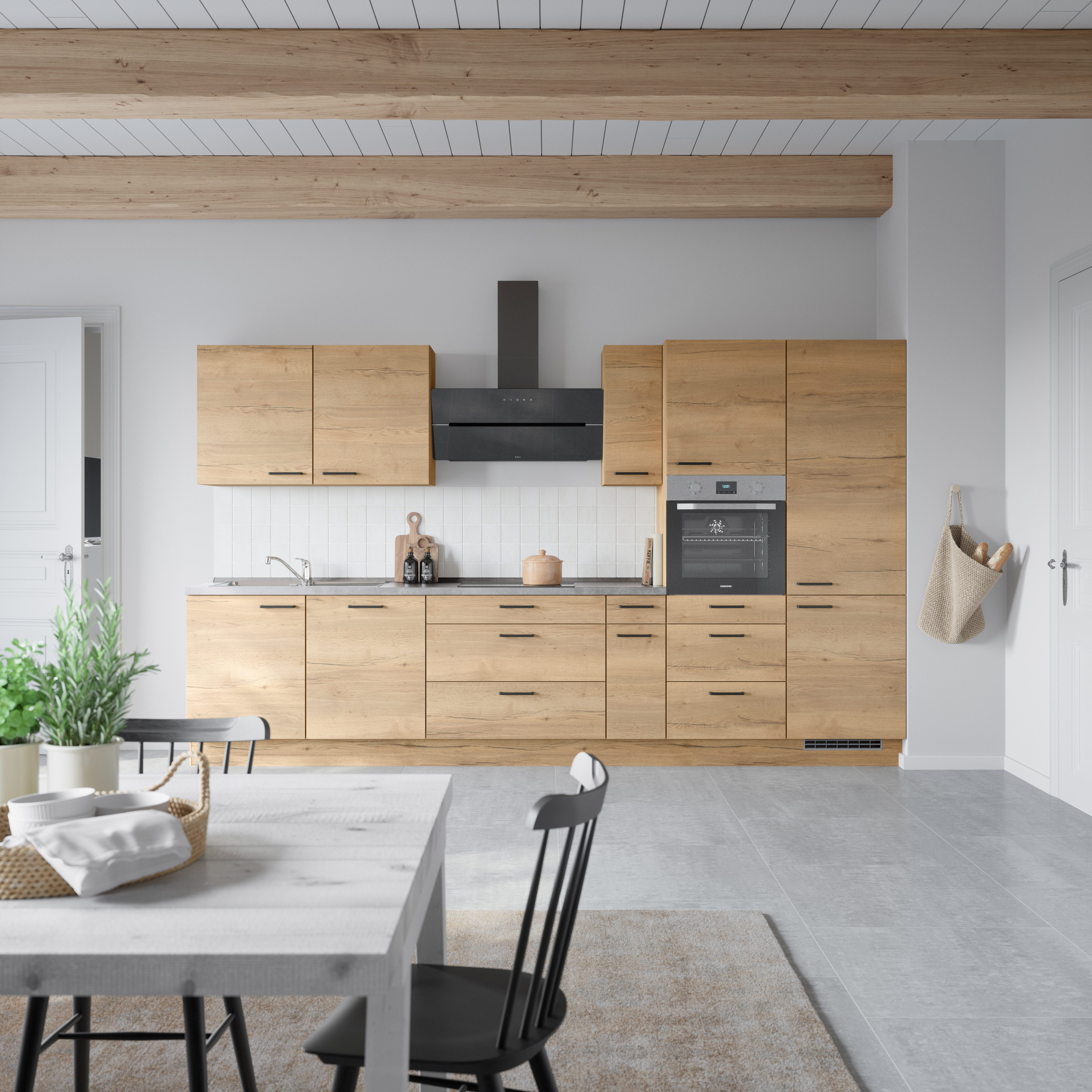 nobilia® Küchenzeile "Structura II", NEU: individuell anpassbar mit gratis Profi-Beratung, vormontiert, Breite 360 cm, Ausrichtung wählbar, wahlw. mit E-Geräten