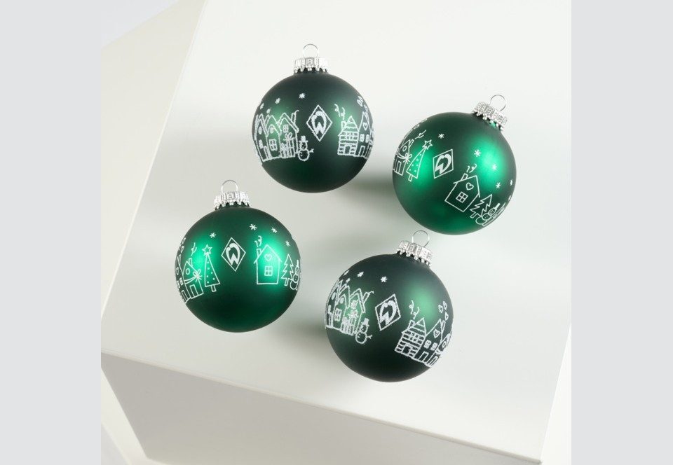 Werder Bremen Glas SVW Weihnachtskugelset 4er