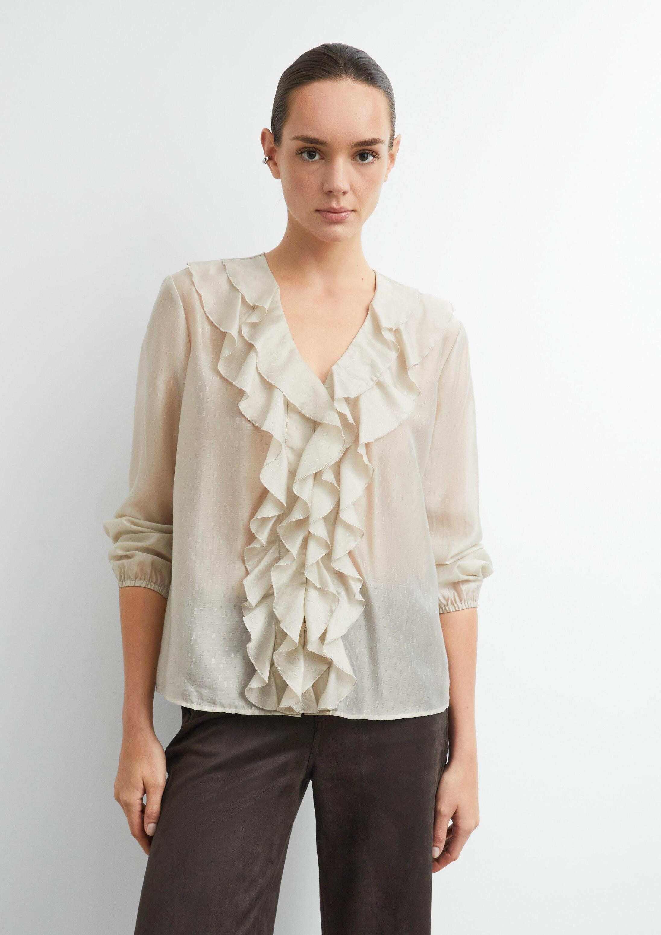 comma Langarmbluse Bluse Leicht transparente Jacquard-Bluse