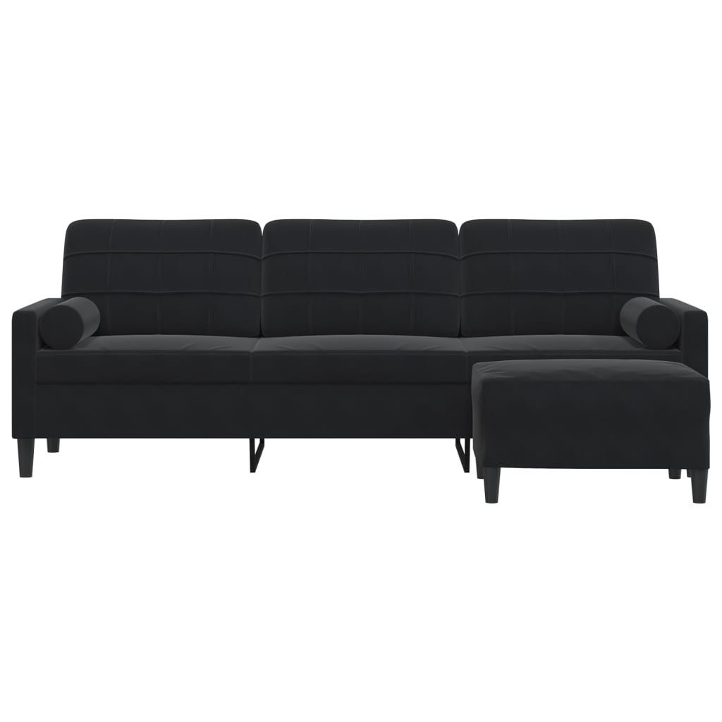 vidaXL Sofa 3-Sitzer-Sofa mit Hocker Schwarz günstig online kaufen