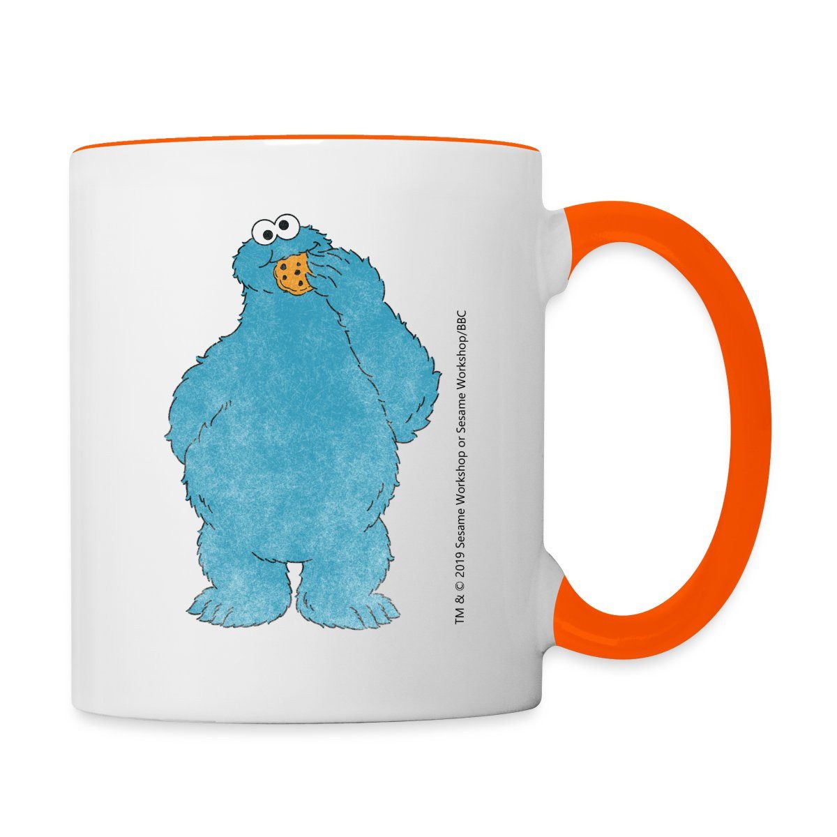 Spreadshirt Tasse Sesamstraße Krümelmonster Naschen Kekse Tasse Zweifarbig, Keramik