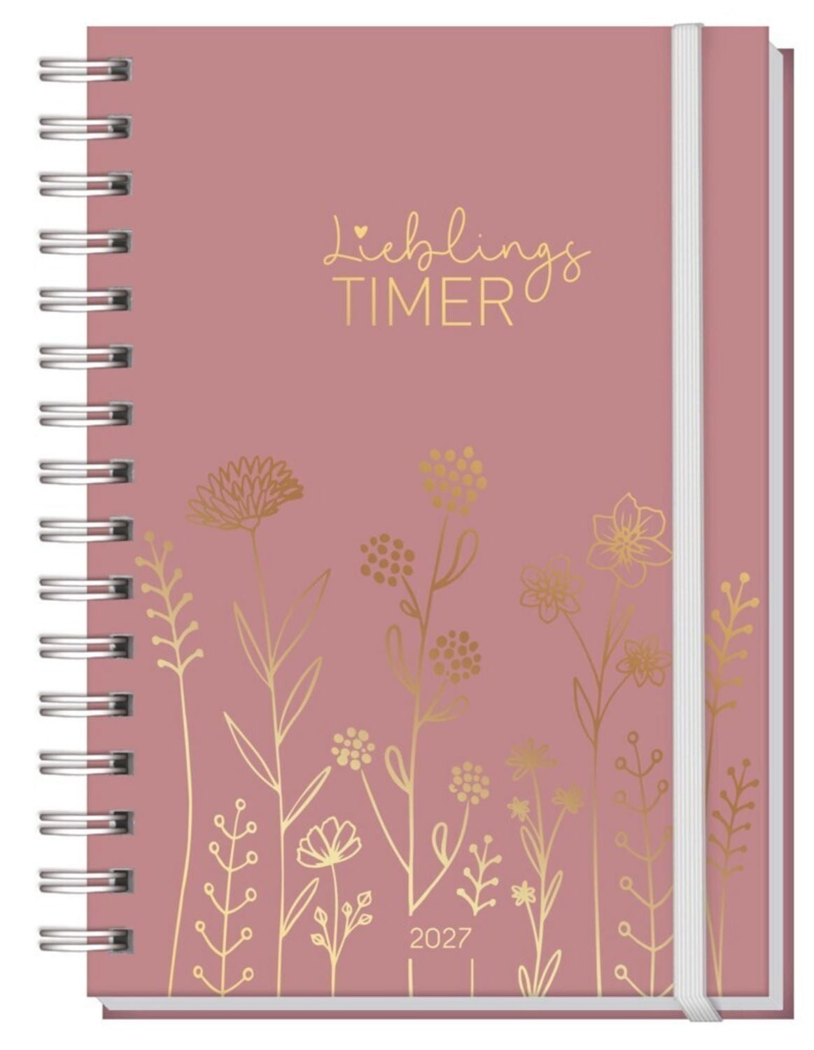 Buchkalender Lieblings-Timer 2026/2027 17 Monate [Fine Flowers Rosé] EM