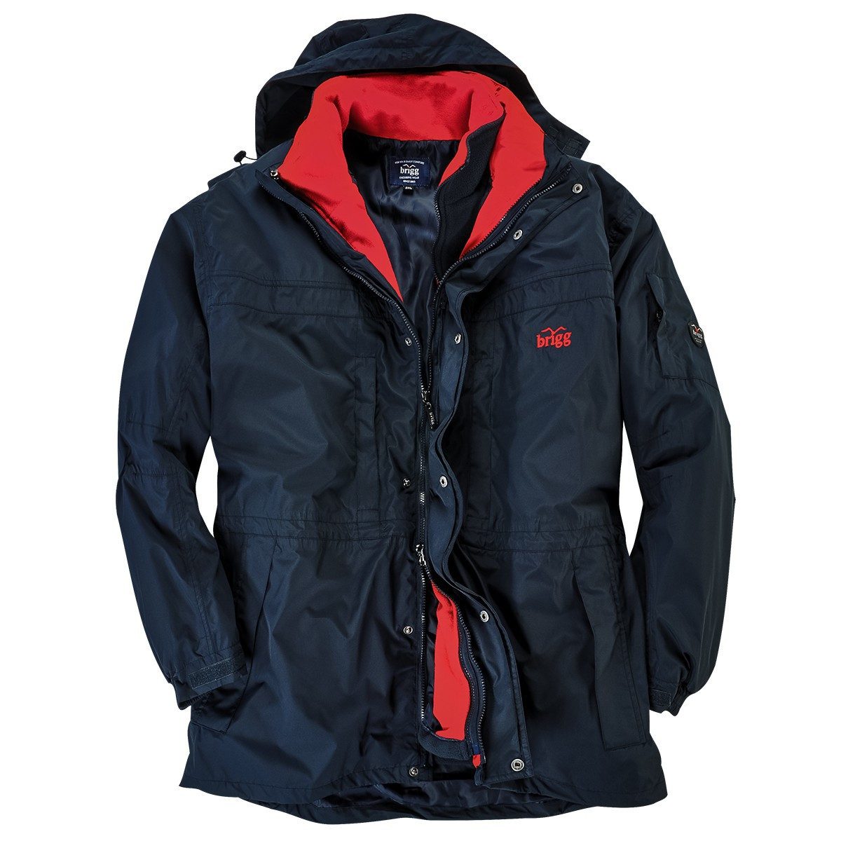 Brigg Funktionsjacke Herren Übergrößen 3-in-1 Funktionsjacke dunkelblau-rot Brigg