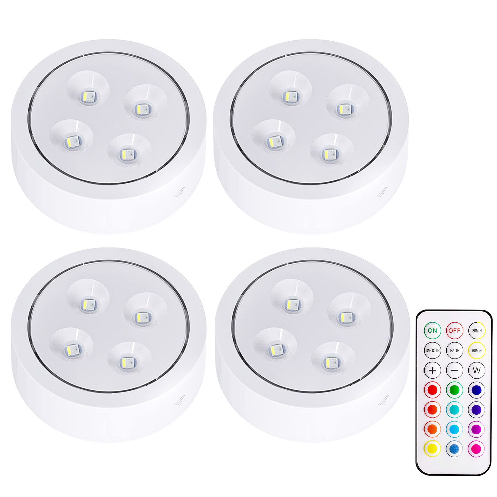 Jibenhome LED Unterbauleuchte RGB LED Unterschrankleucht Kabellose, Kleiderschranklitch Fernbedienung, Batteriebetrieben Unterbauleuchte, 13Farben & 2Modi,4 Helligkeit