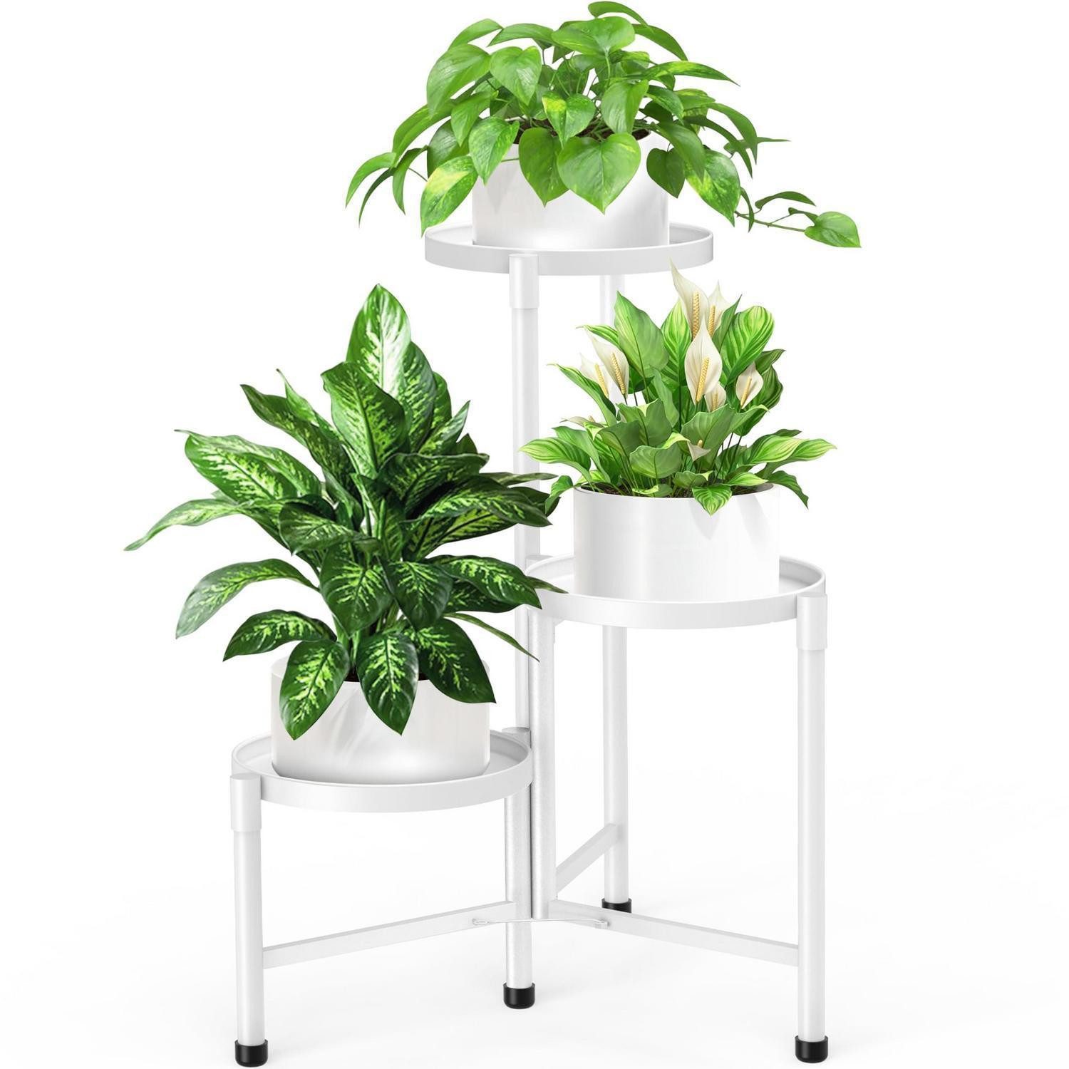 LuxusKollektion Stufenregal Blumenständer 3-stufig weiß 25cm, 1-tlg.