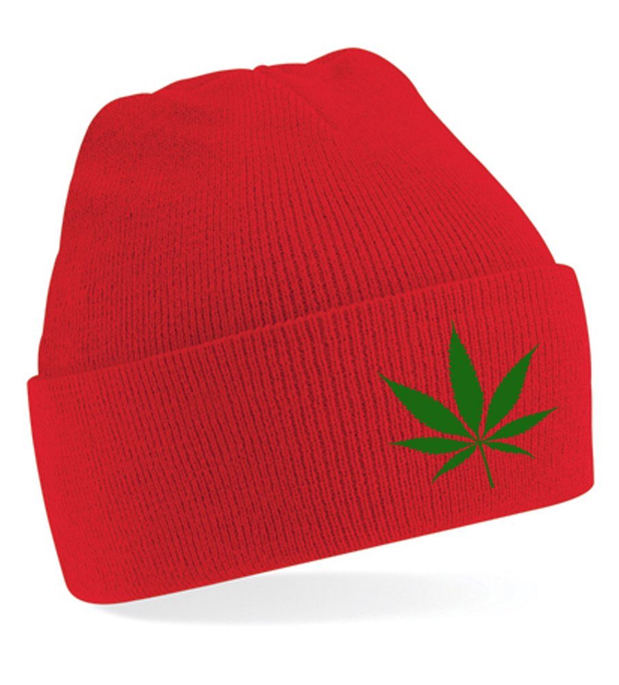 Blondie & Brownie Beanie Unisex Erwachsenen Mütze Cannabis 420 Rot