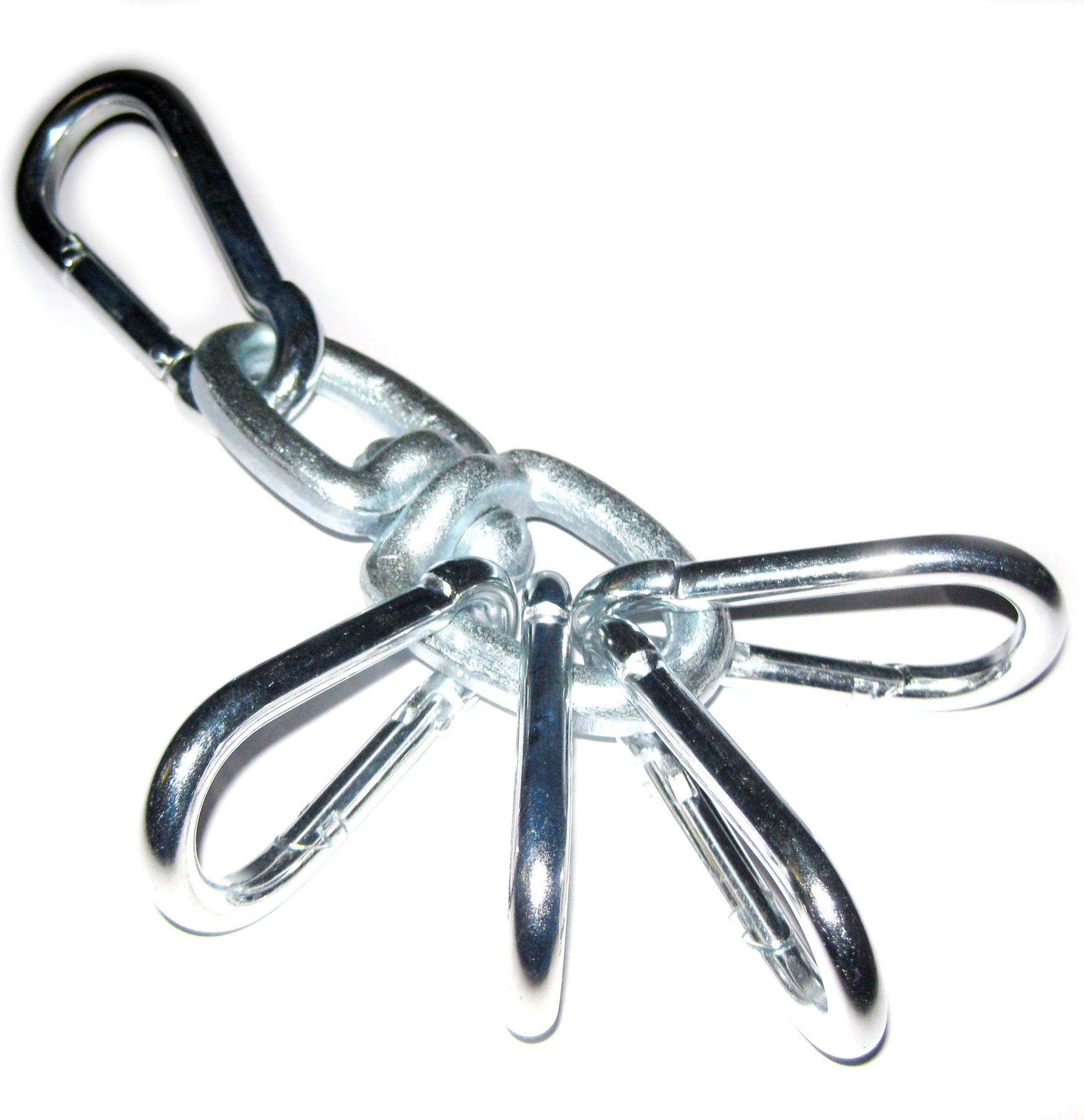 BAY-Sports Boxsack großer Profi Stahlkette Sandsack 180x35cm schwarz Kunstleder ungefüllt (4-strahlige verchromte Stahlkette, 180 x 35 cm), schweren Vinyl mit Nylon-Gitternetzverstärkung, bis 70 kg, 175 Liter