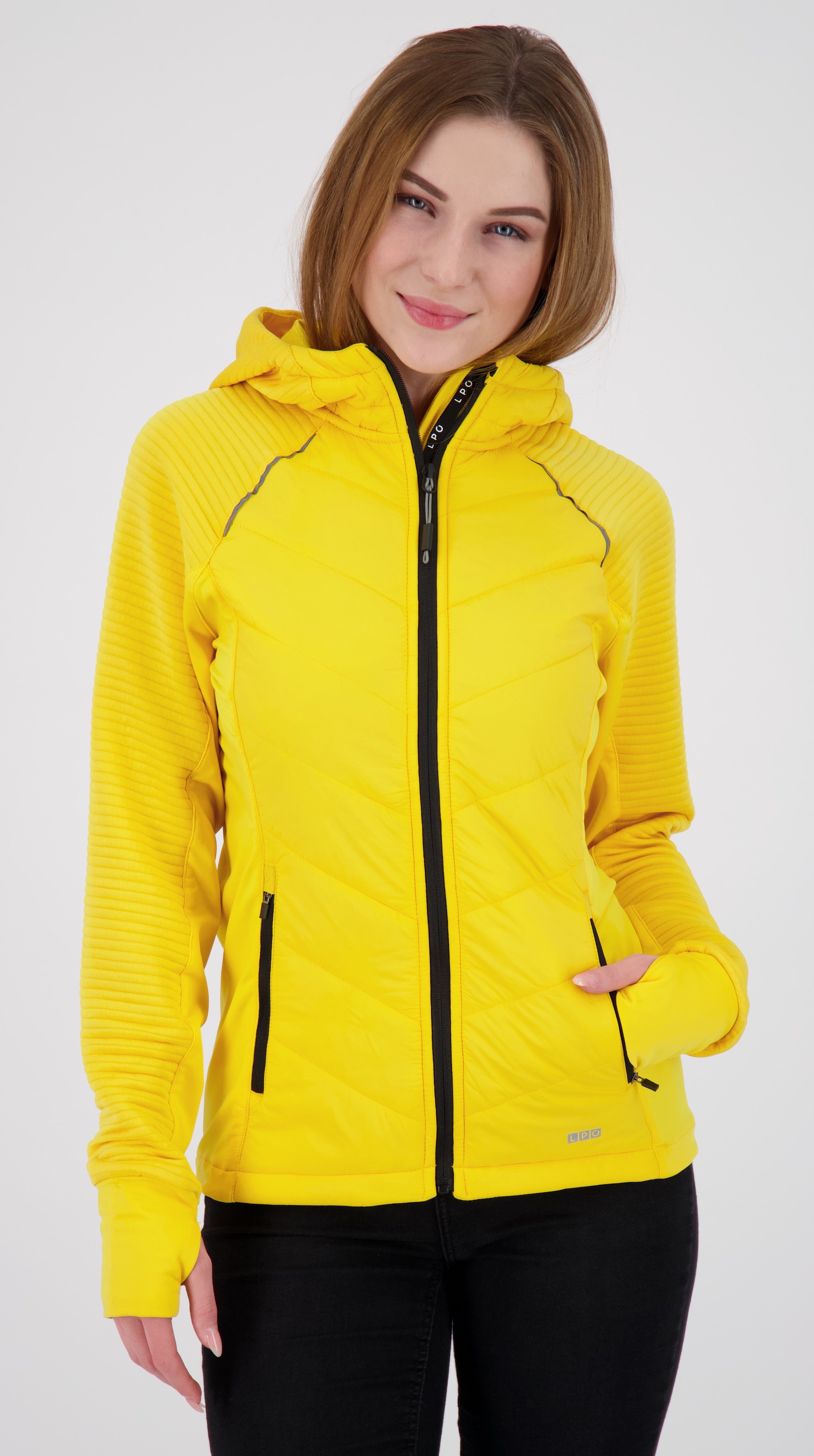 DEPROC Active Strickfleecejacke ELMCOURT II WOMEN CS mit Kapuze sun yellow