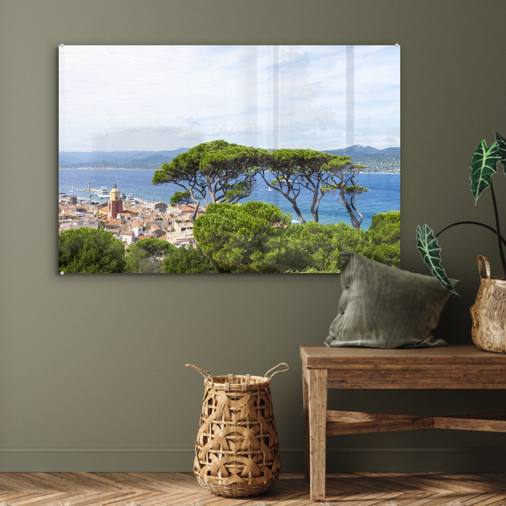 Schlafzimmer Frankreich, in Acrylglasbild & grünen MuchoWow St), Saint-Tropez in Acrylglasbilder Wohnzimmer einer Umgebung (1