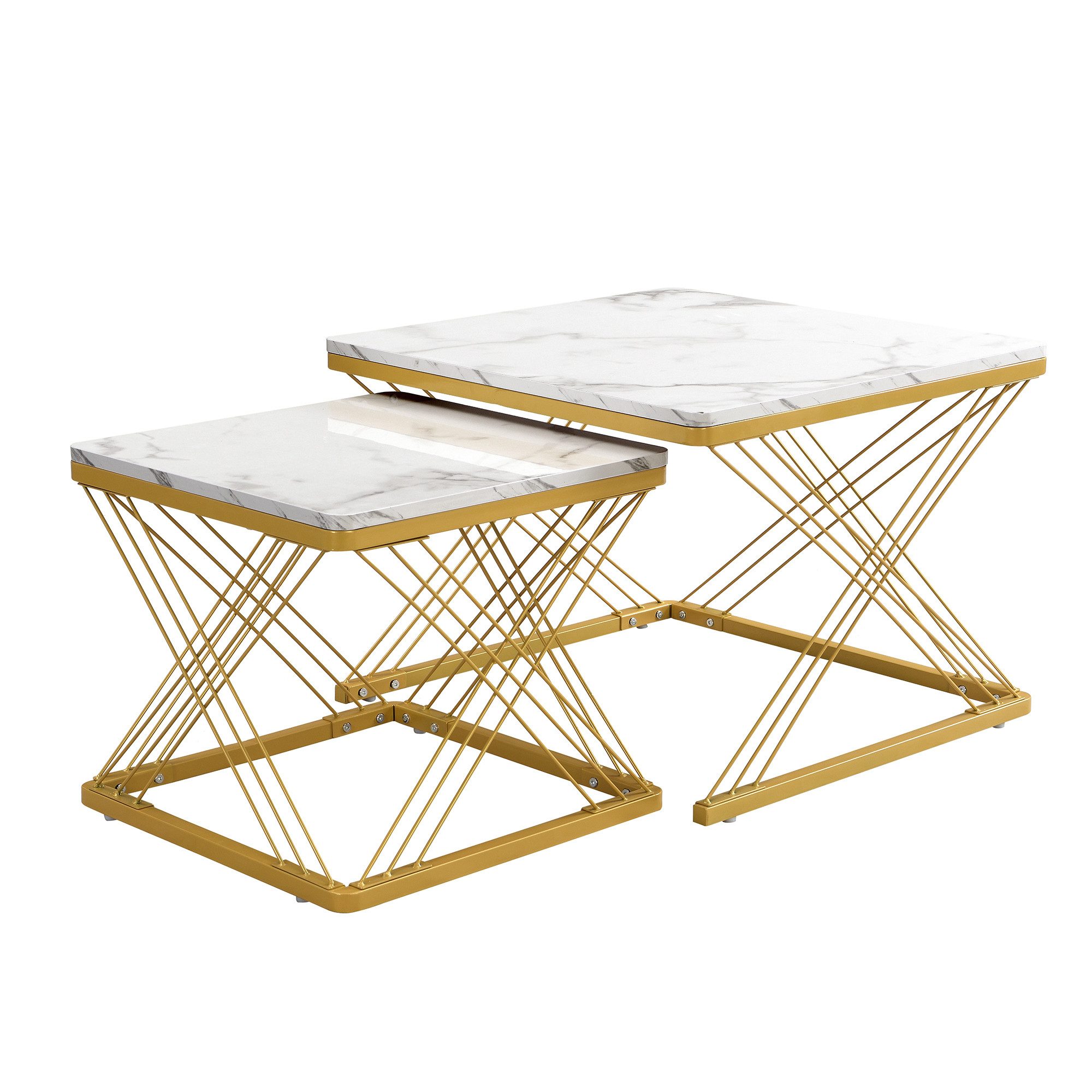 OKWISH Couchtisch Hochglanz-Kombi-Couchtisch-Set (Sofatisch, 2-St., 60*60*4 günstig online kaufen