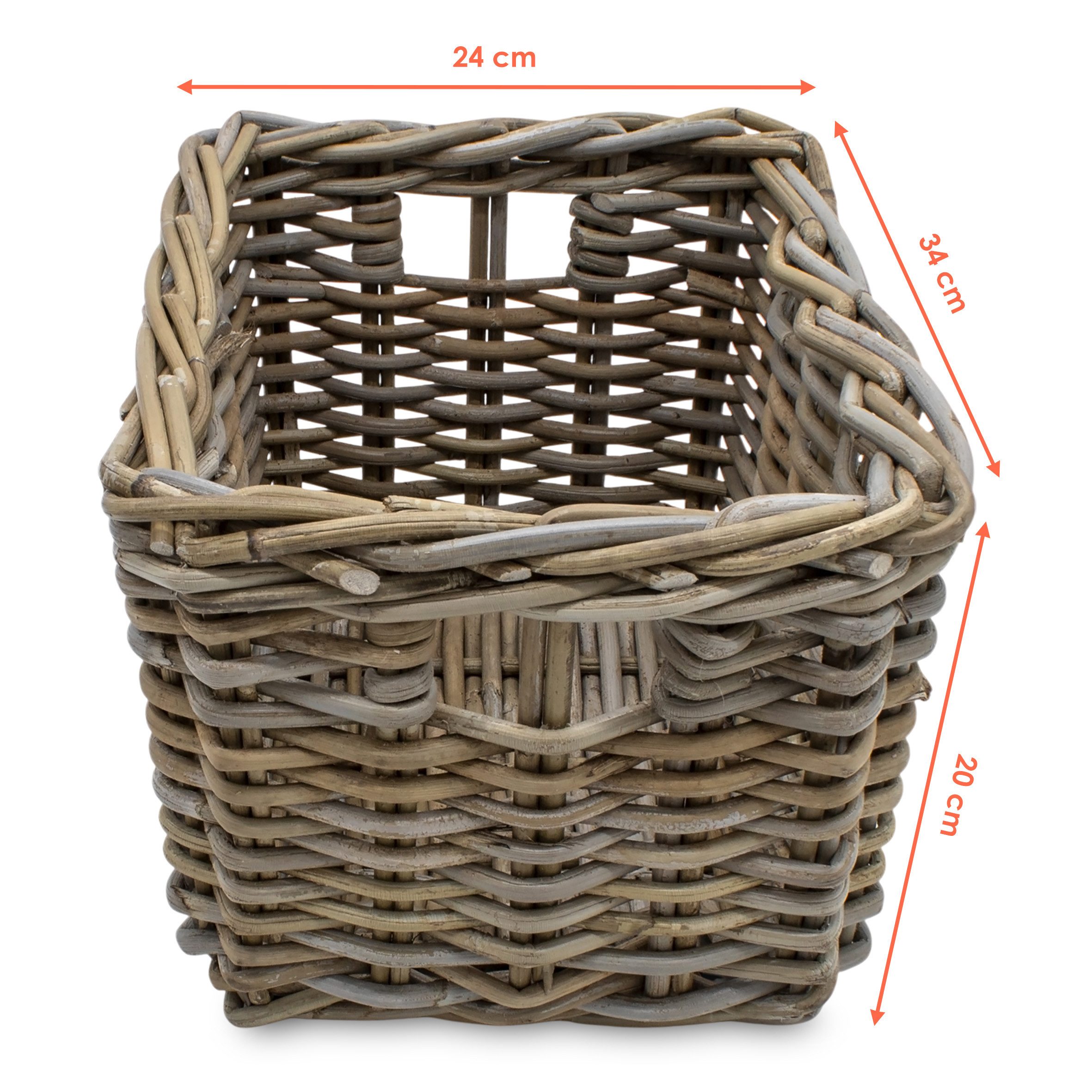 Spetebo Aufbewahrungskorb Rattan Aufbewahrungkorb rechteckig shabby grau (A günstig online kaufen